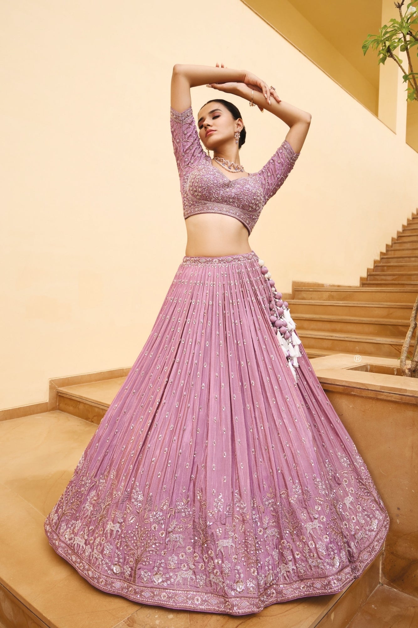 Beautiful mauve pink silk lehenga choli