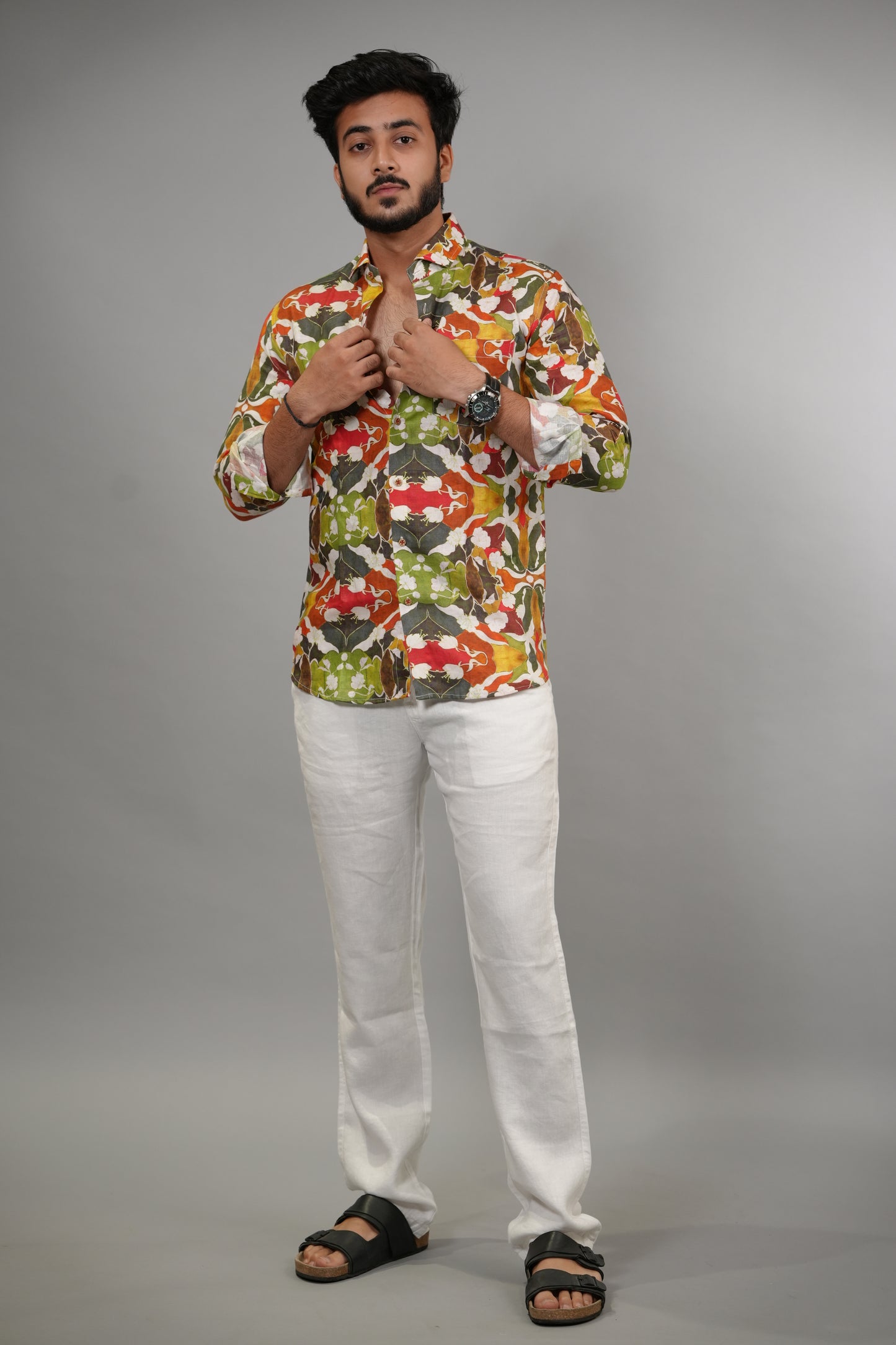Floral Print Linen Shirt