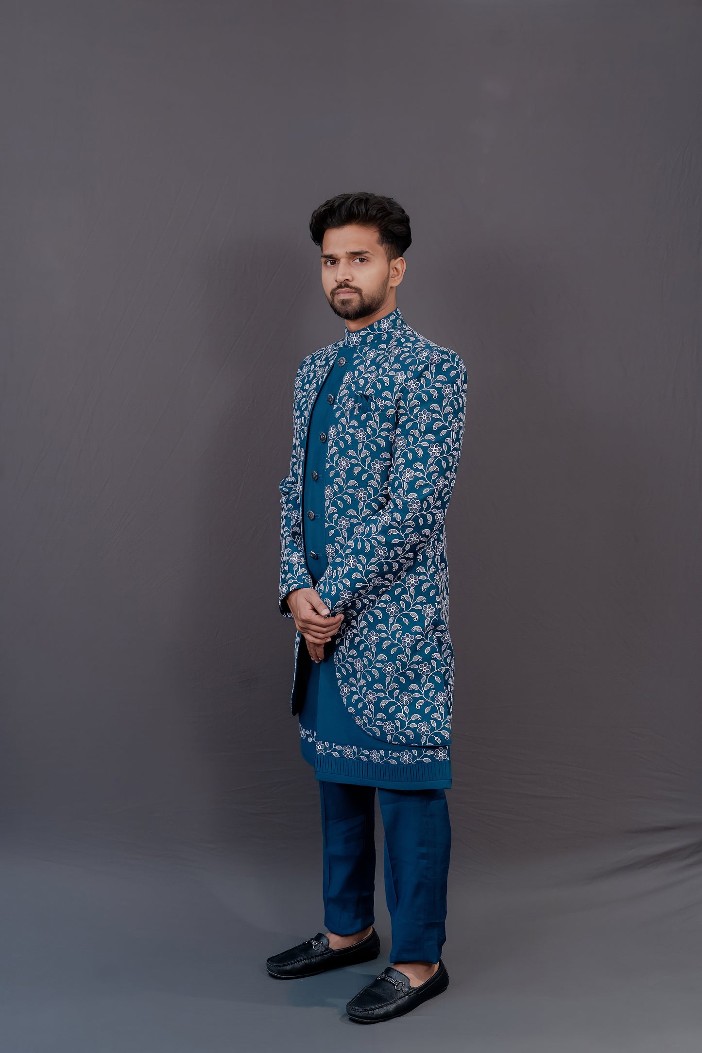 Royal Blue Embroidered Sherwani