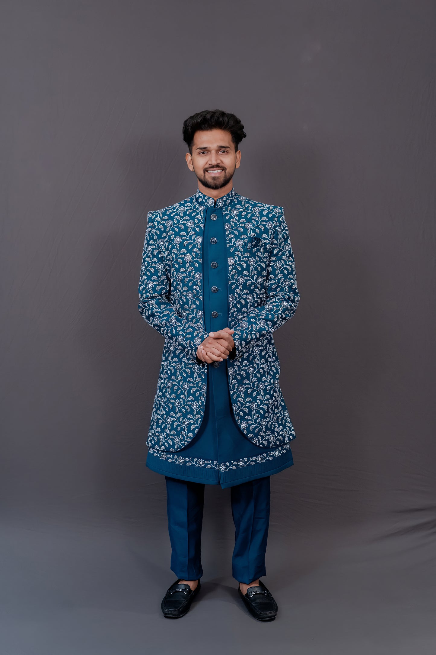 Royal Blue Embroidered Sherwani