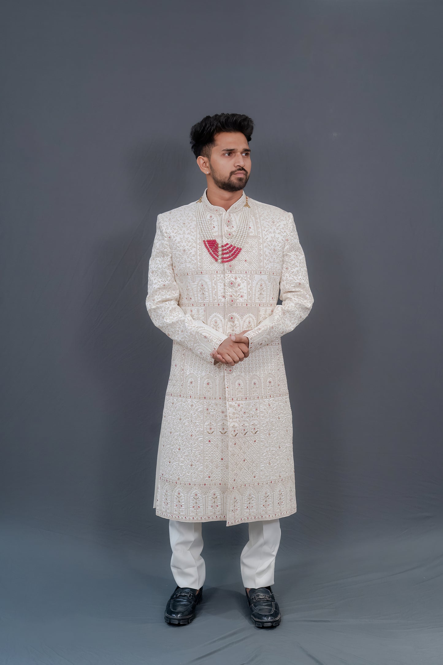 Embroidered Sherwani with Intricate Detailing