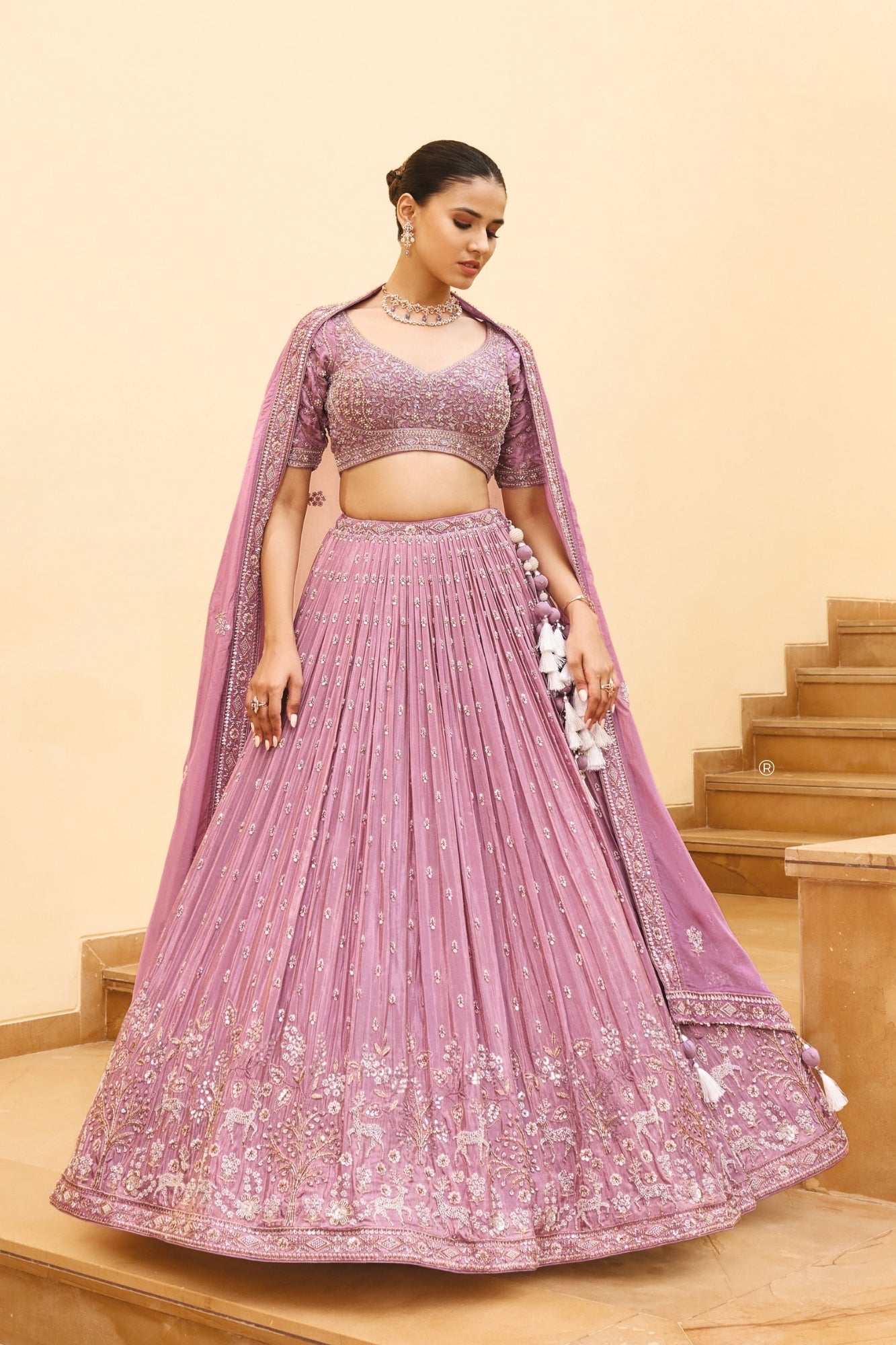 Beautiful mauve pink silk lehenga choli