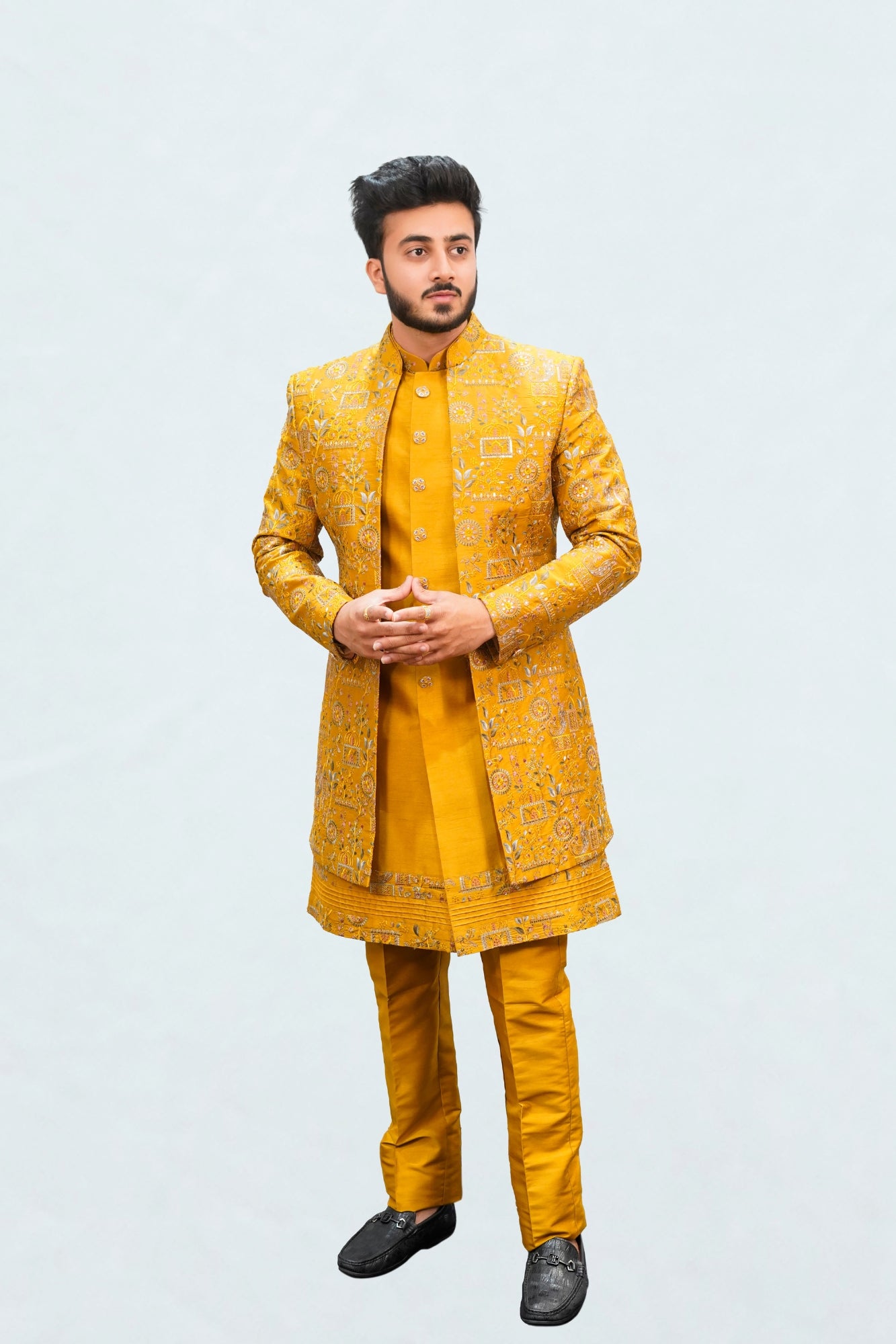 Mustard Yellow Indo Western 3 piece