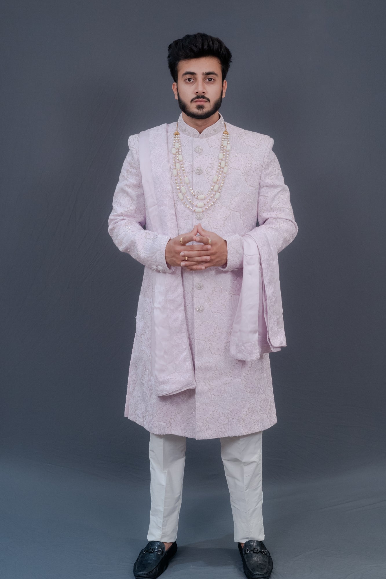 Light Pink Embroidered Sherwani