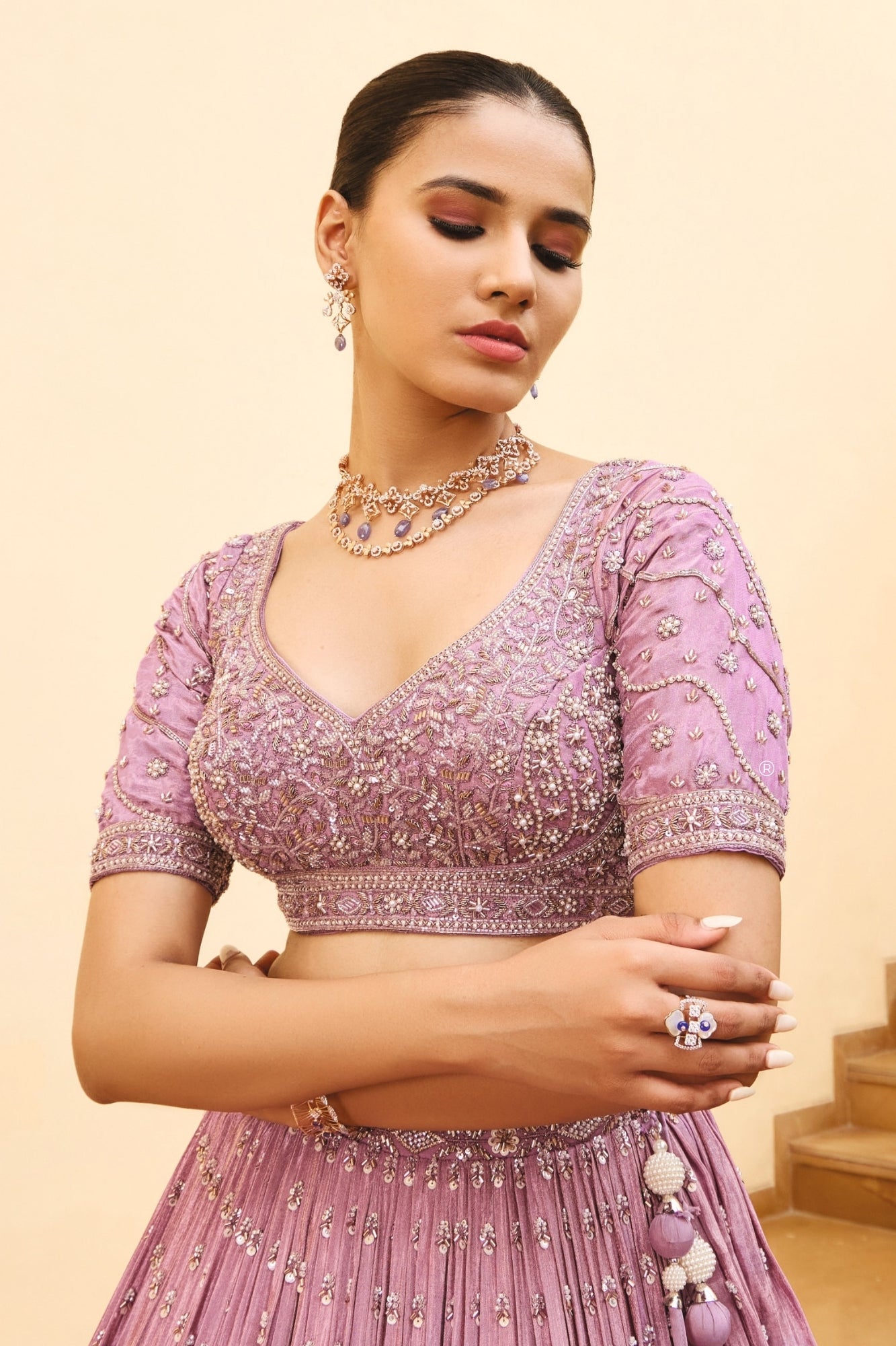 Beautiful mauve pink silk lehenga choli