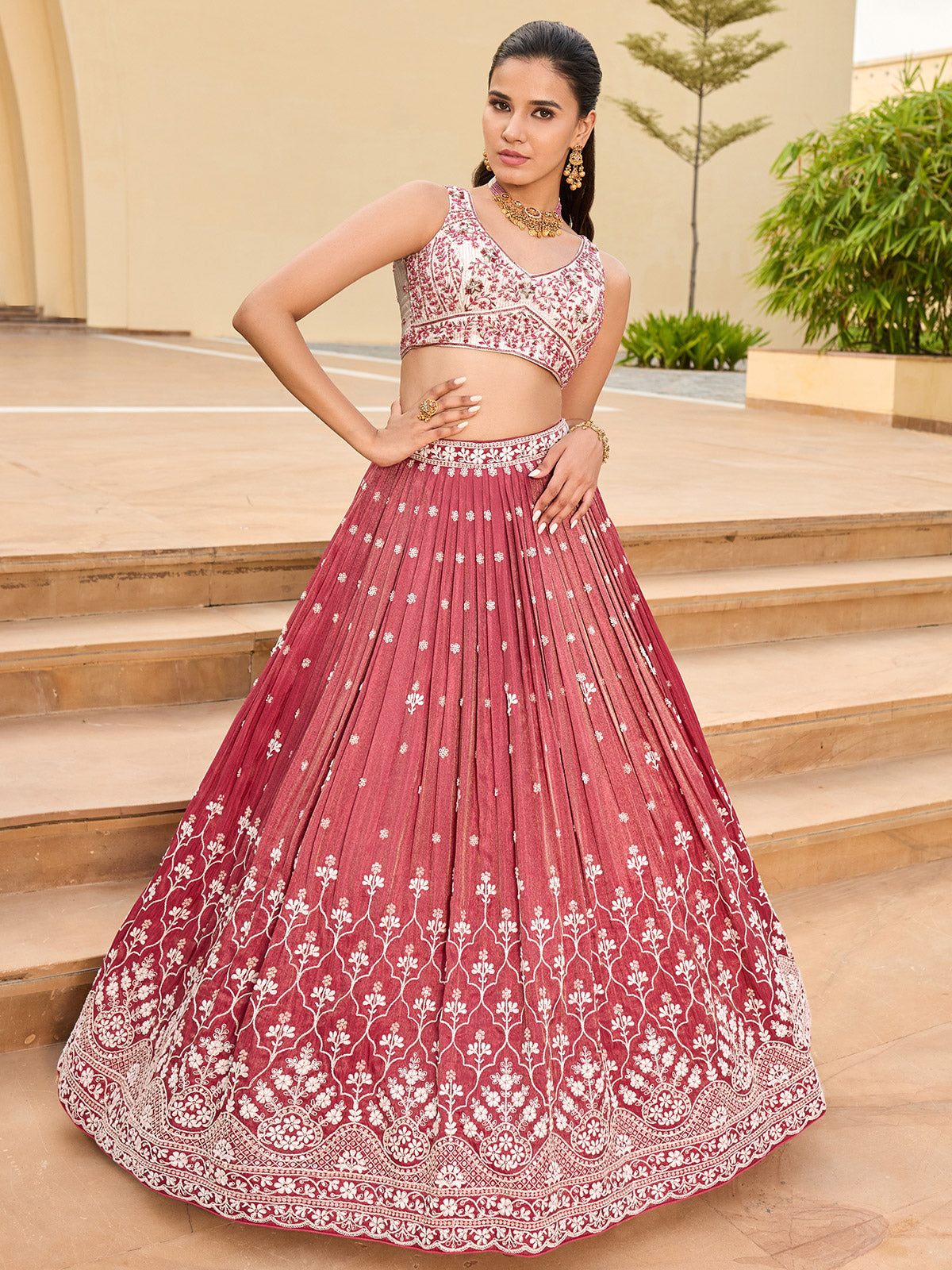 Silk maroon wedding wear lehenga choli