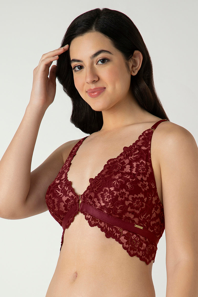 AMANTE Femme Lace Padded Non-Wired Demi Bra