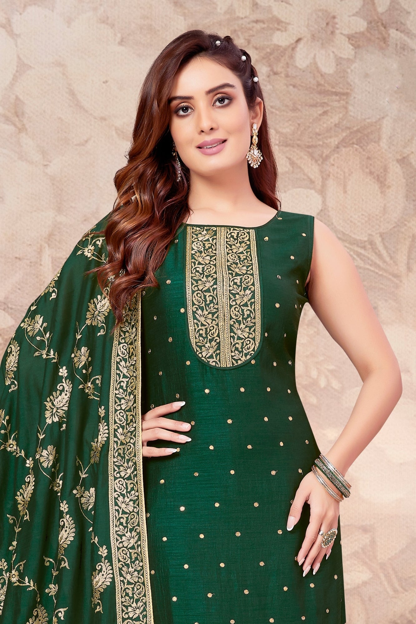 Beautiful green pent dress in silk