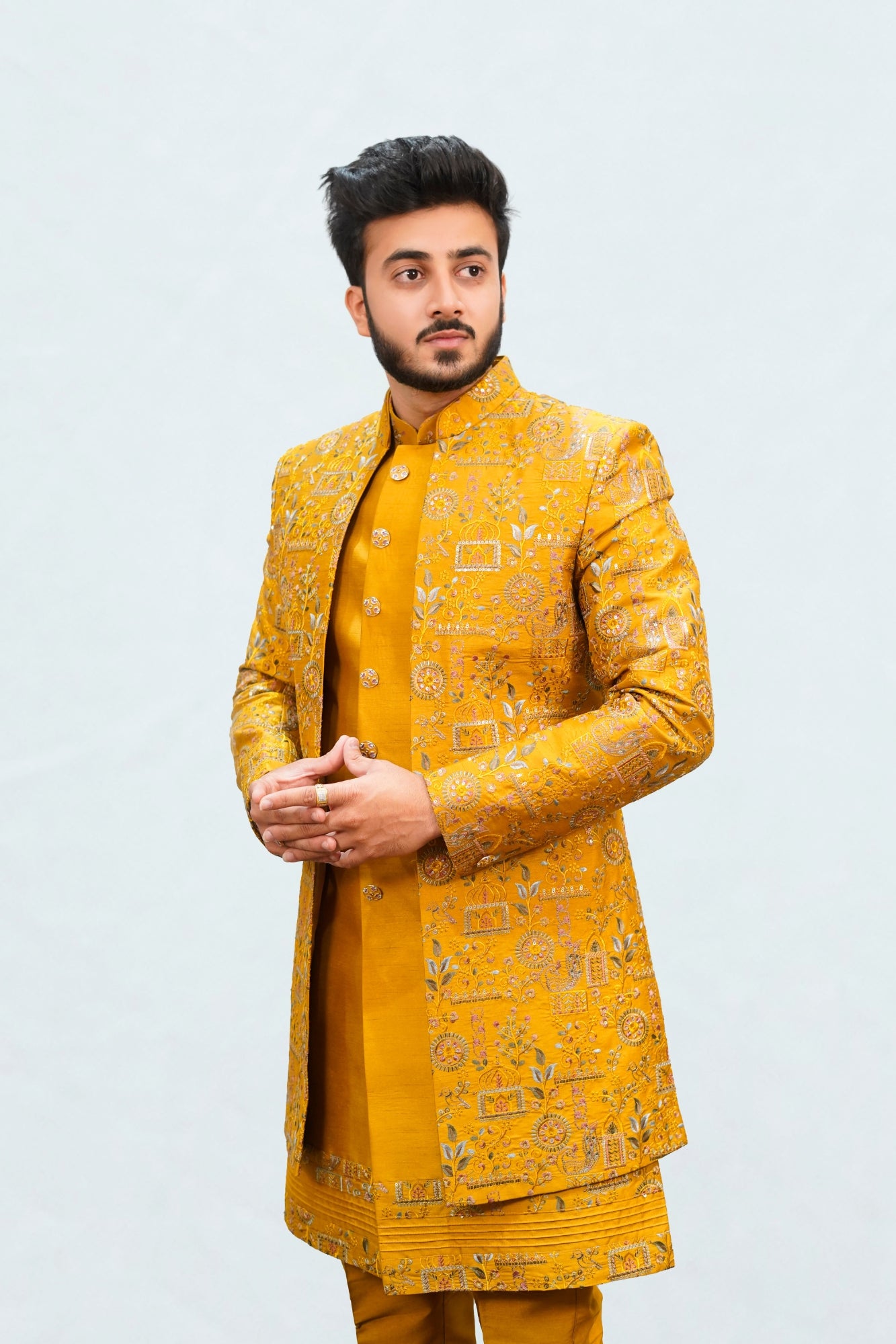 Mustard Yellow Indo Western 3 piece