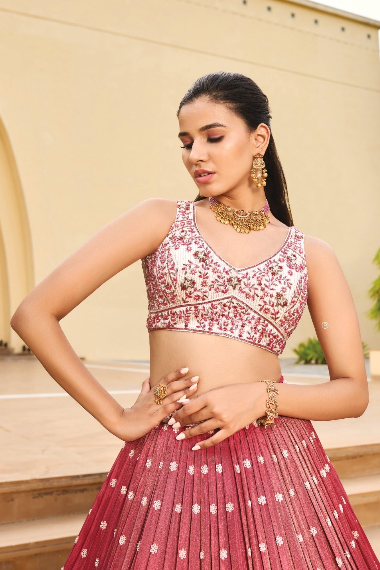 Silk maroon wedding wear lehenga choli