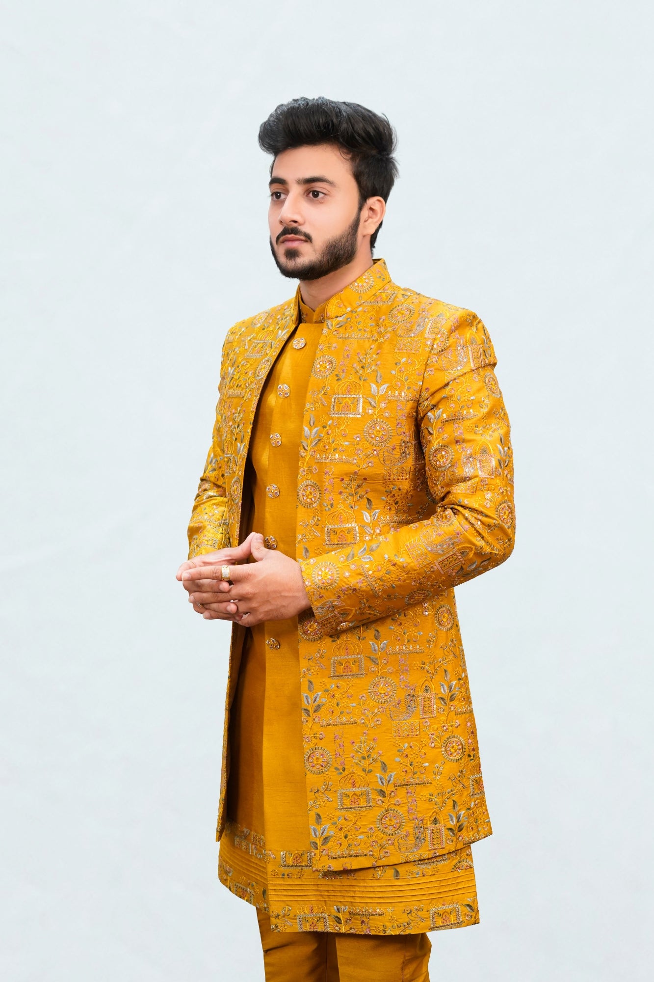 Mustard Yellow Indo Western 3 piece