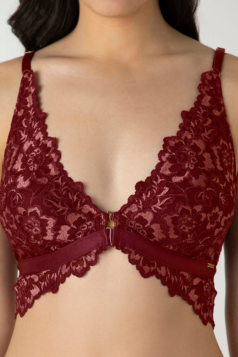 AMANTE Femme Lace Padded Non-Wired Demi Bra