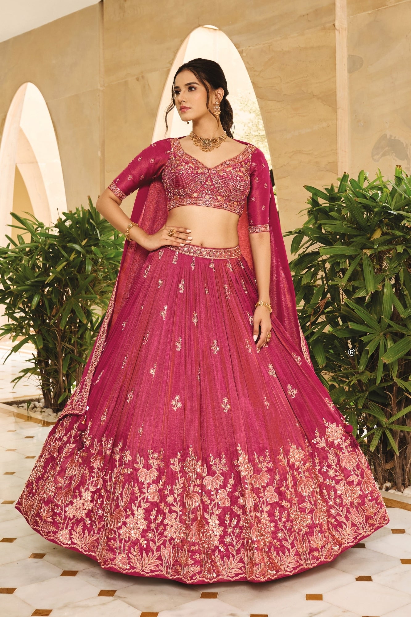 Carrot Pink Lehenga Choli