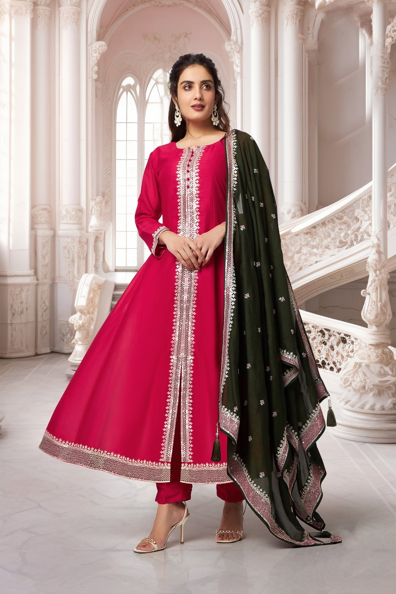 Beautiful Pink silk salwar suit with dupatta