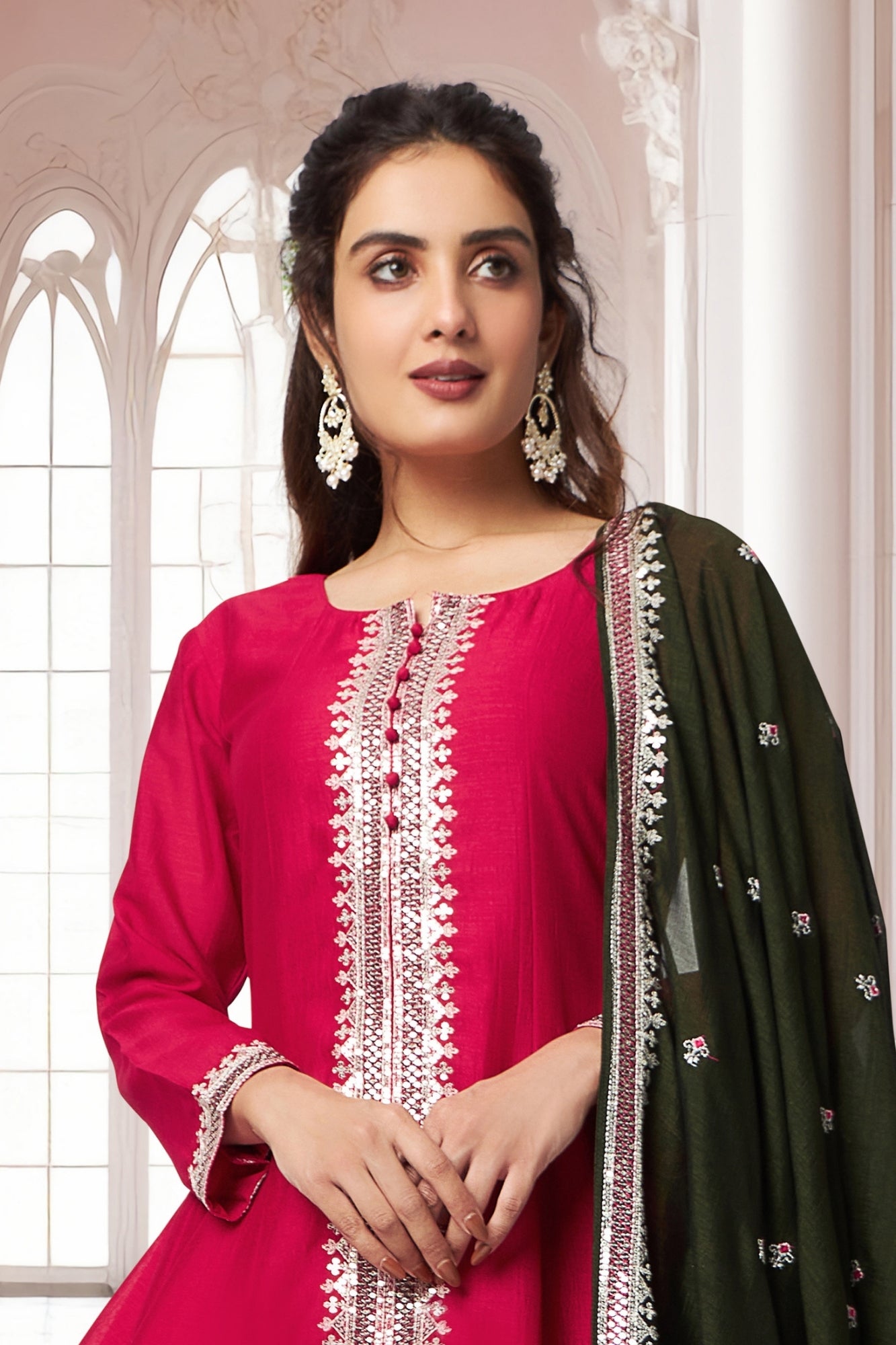 Beautiful Pink silk salwar suit with dupatta