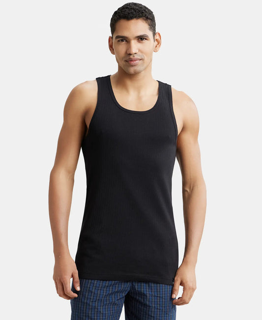 Buy Super Combed Cotton Rib Round Neck with Racerback Gym Vest - Black 9922 _ Jockey India