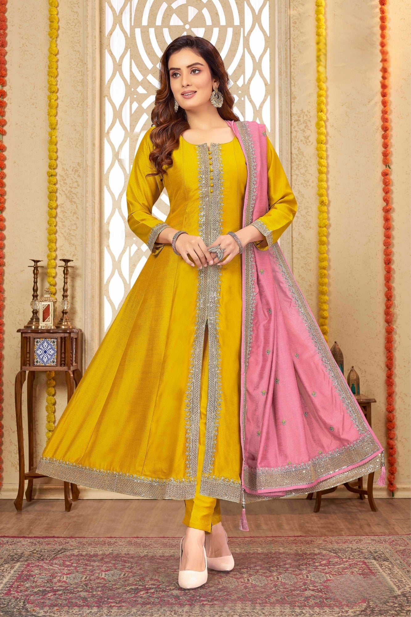 Yellow salwar suit with dupatta