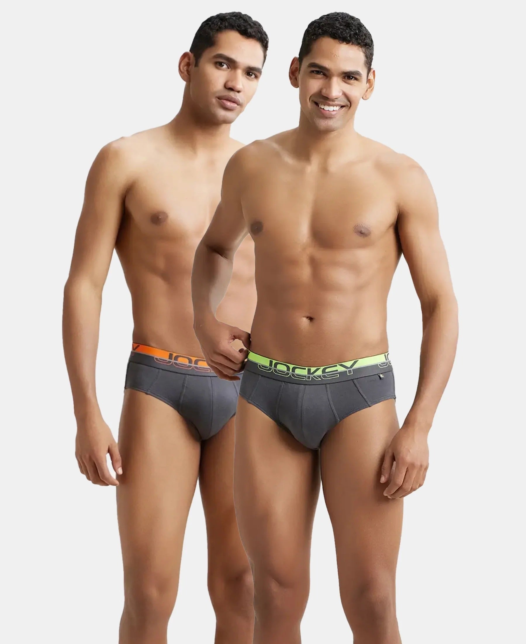 Buy Super Combed Cotton Solid Brief with Ultrasoft Waistband - Asphalt (Pack of 2) FP01 _ Jockey India