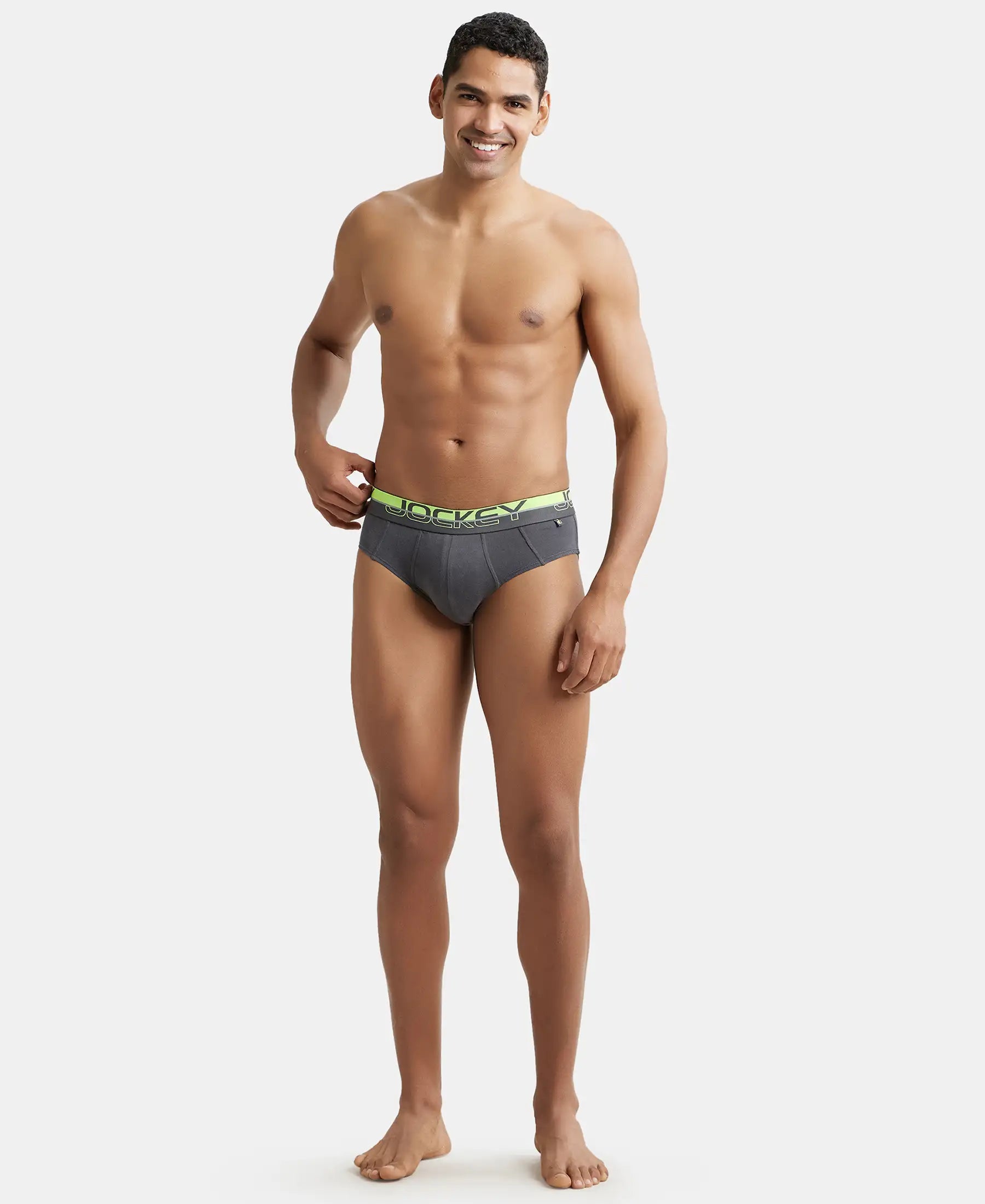 Buy Super Combed Cotton Solid Brief with Ultrasoft Waistband - Asphalt (Pack of 2) FP01 _ Jockey India