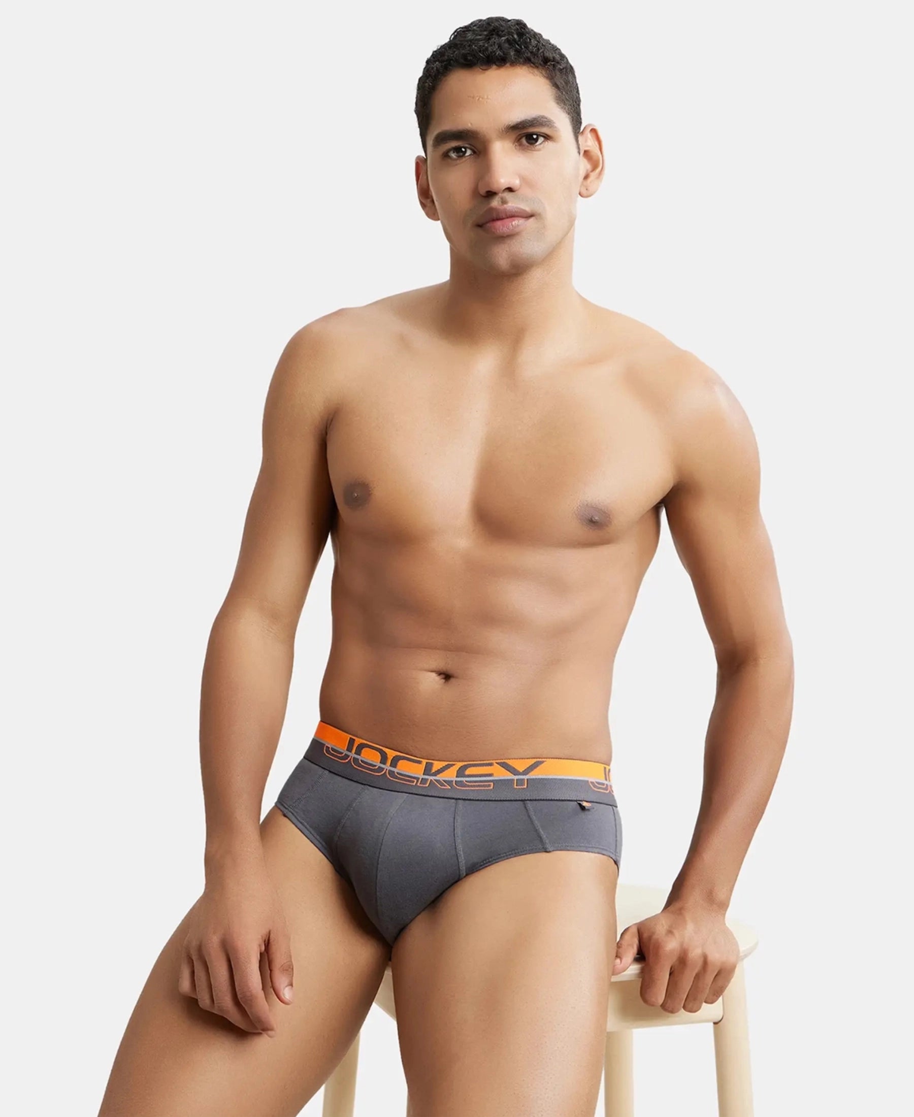 Buy Super Combed Cotton Solid Brief with Ultrasoft Waistband - Asphalt (Pack of 2) FP01 _ Jockey India