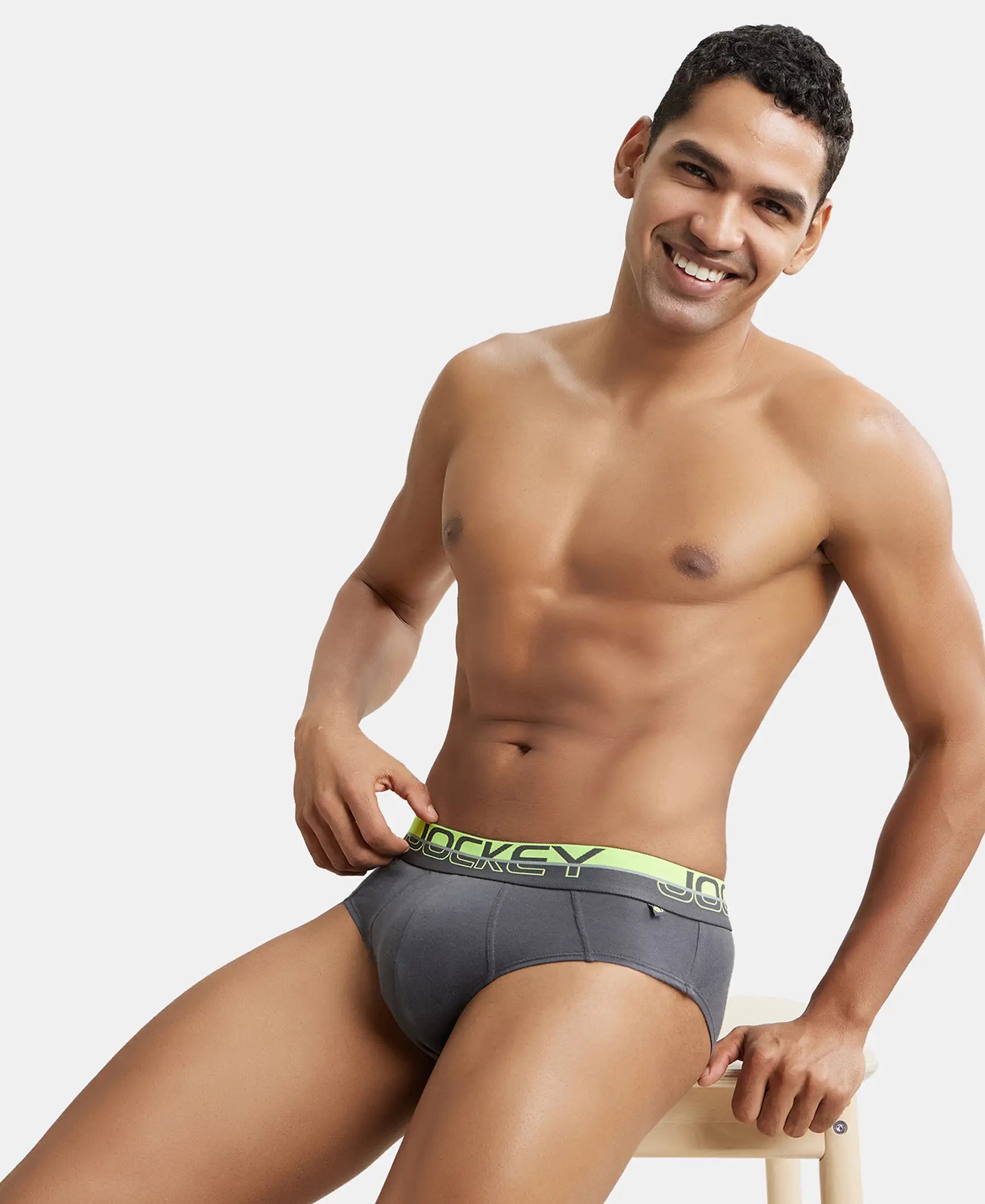 Buy Super Combed Cotton Solid Brief with Ultrasoft Waistband - Asphalt (Pack of 2) FP01 _ Jockey India
