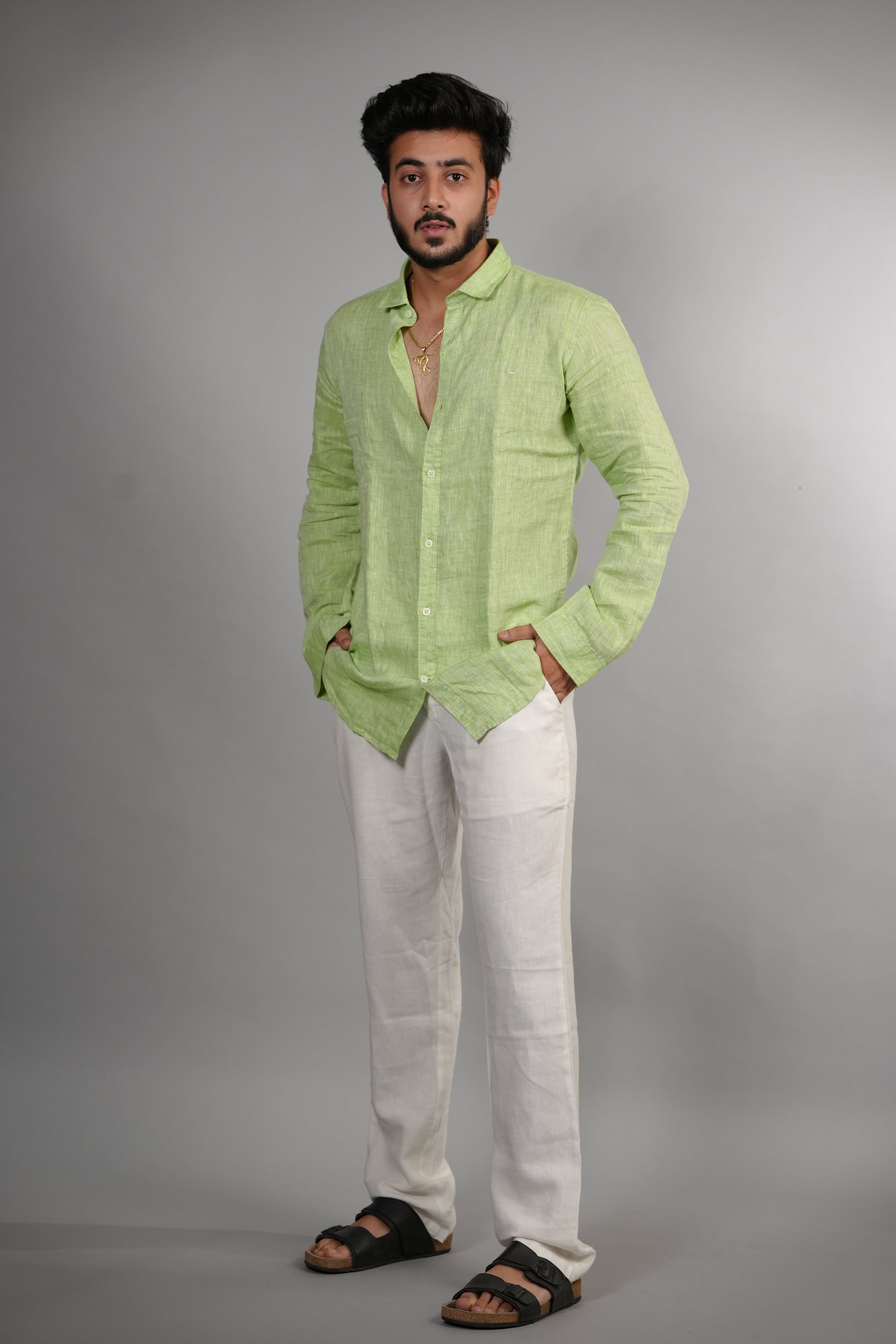 Lime Green Linen Shirt