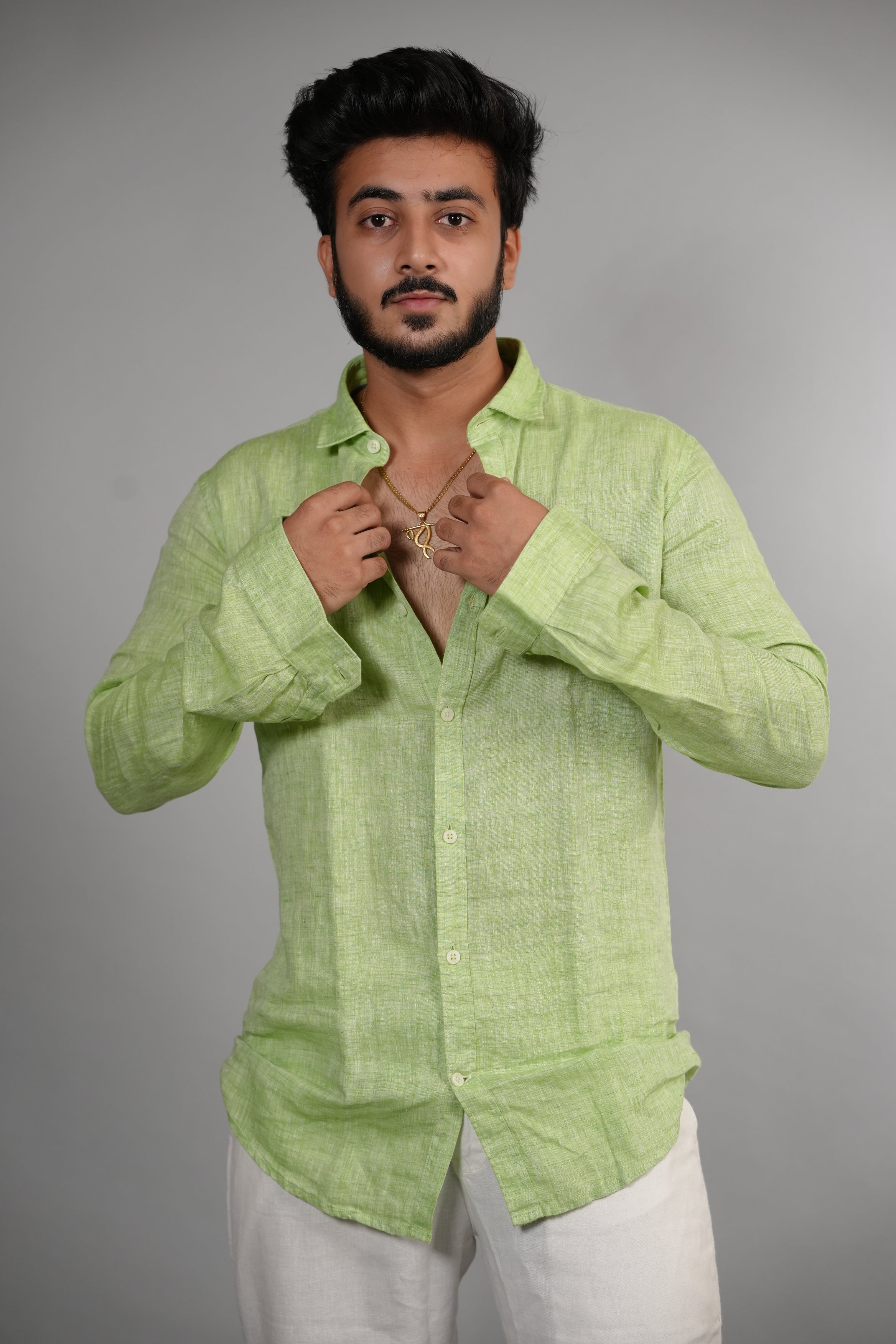 Lime Green Linen Shirt