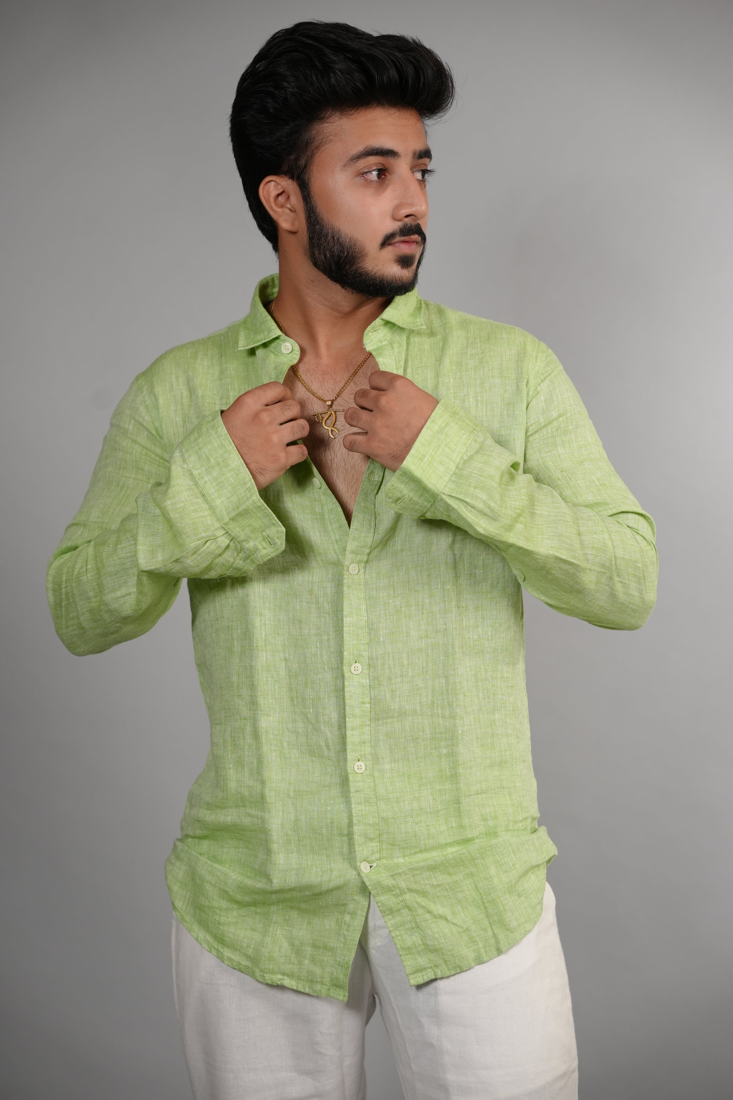 Lime Green Linen Shirt