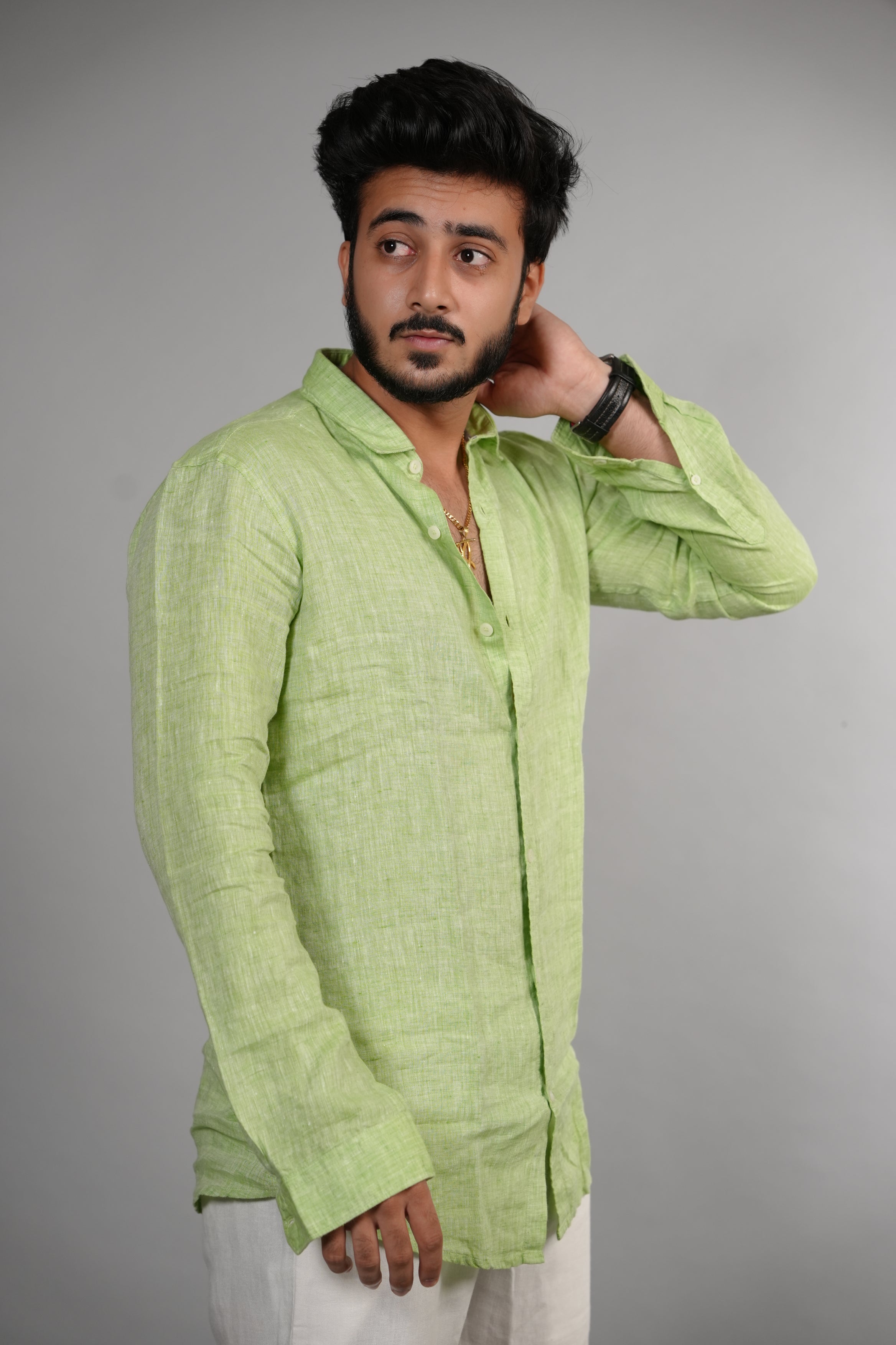 Lime Green Linen Shirt