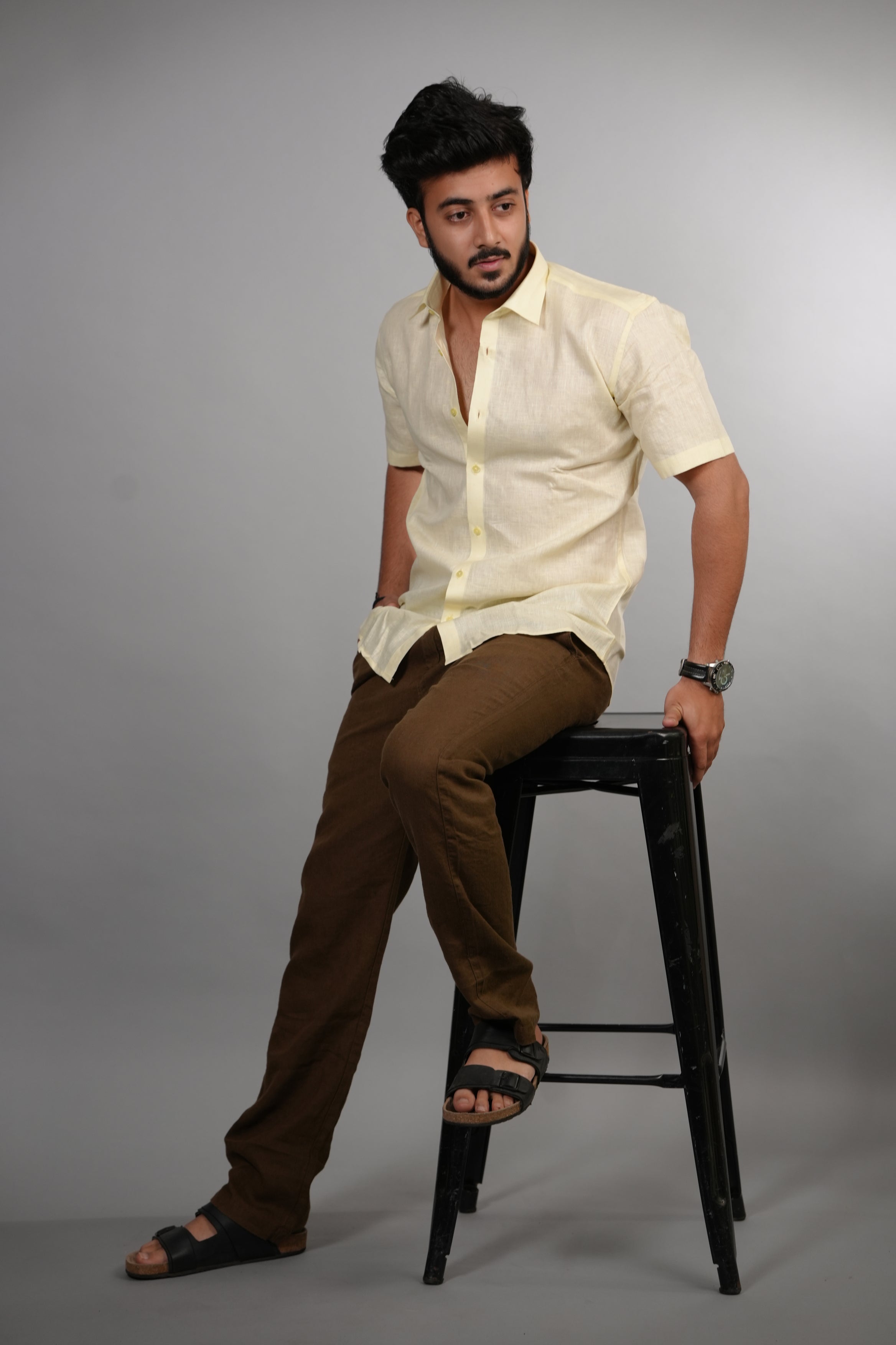 Maroon Half Sleeve Linen Shirt