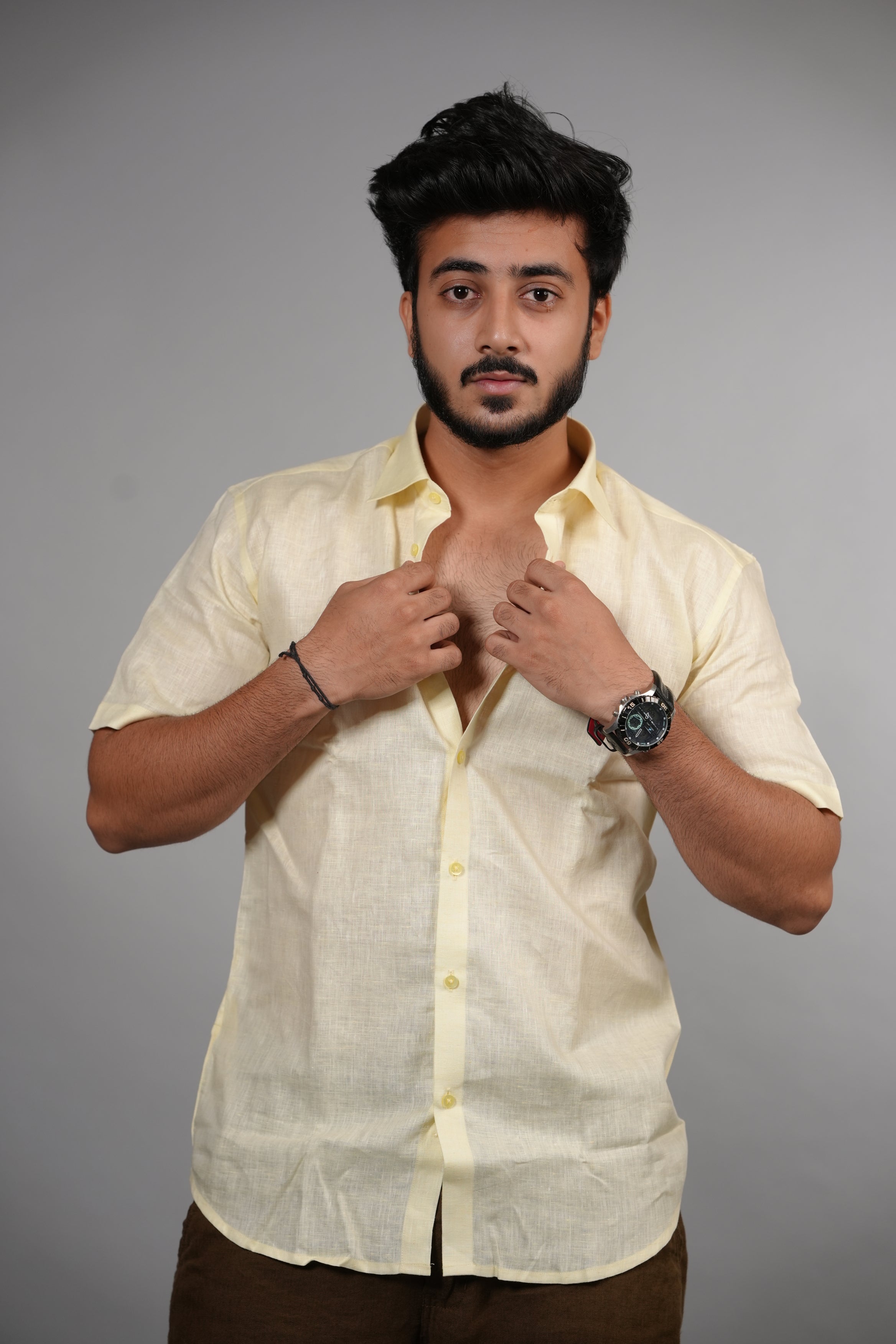 Maroon Half Sleeve Linen Shirt