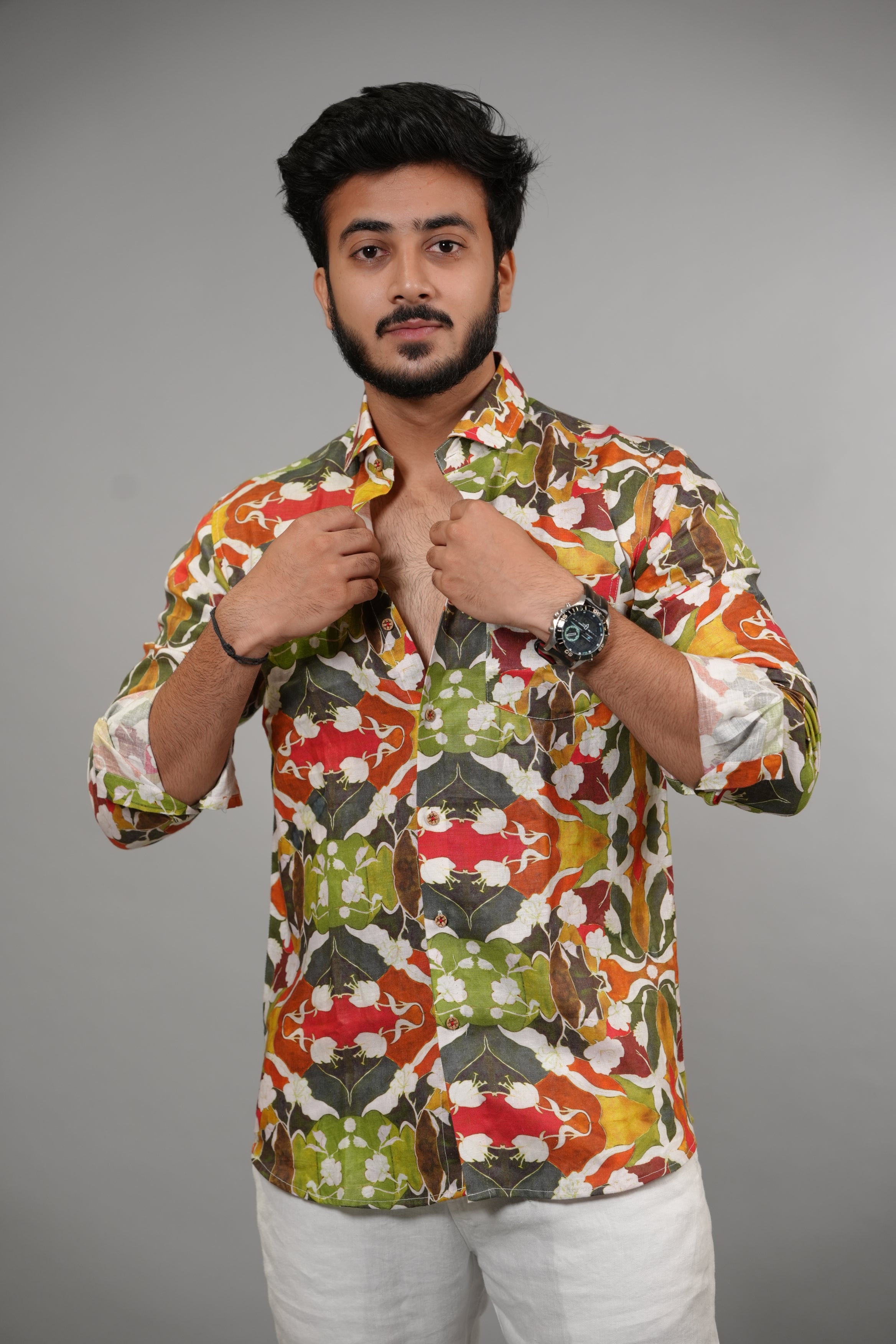 Floral Print Linen Shirt