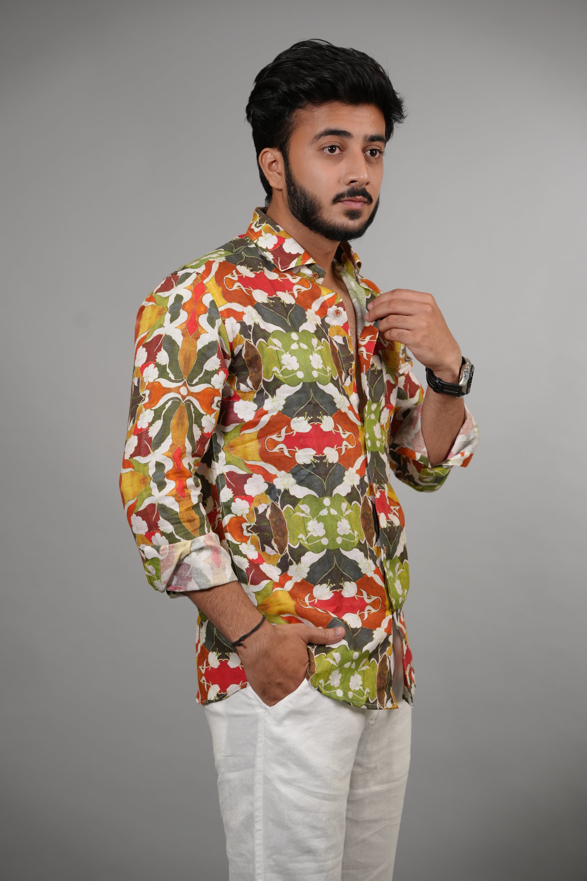 Floral Print Linen Shirt