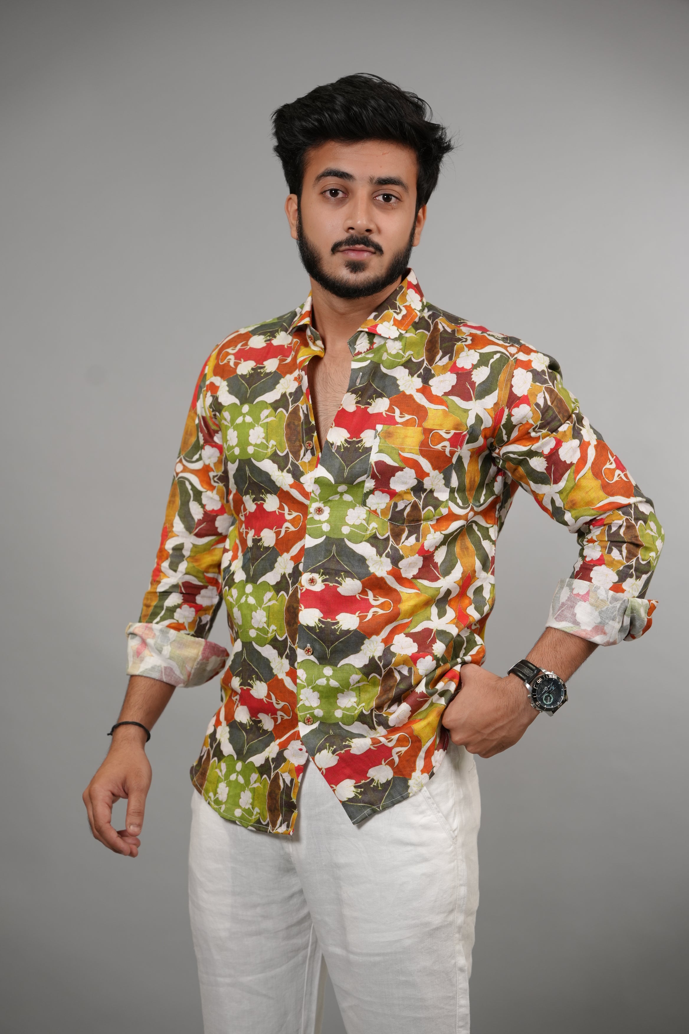 Floral Print Linen Shirt