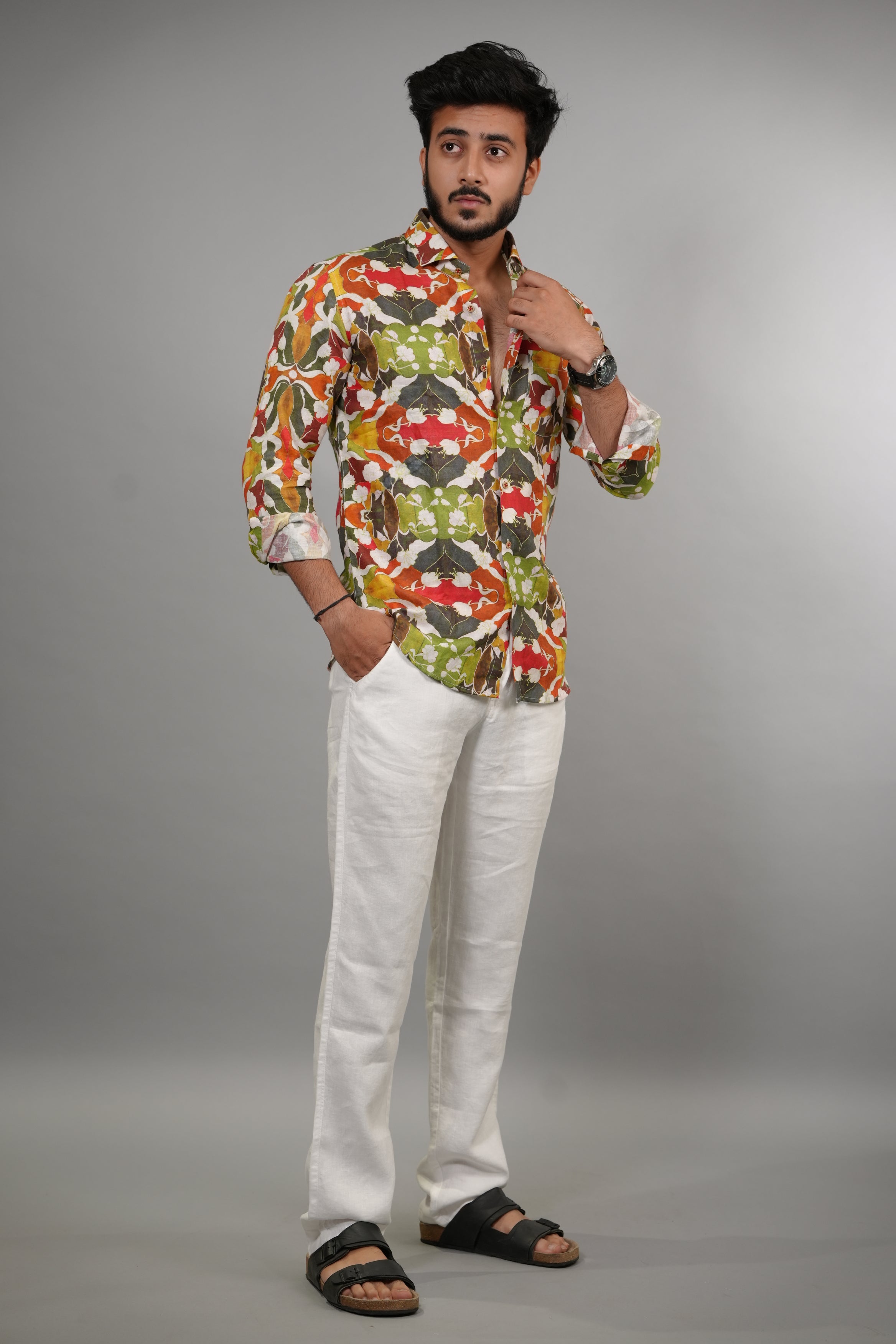Floral Print Linen Shirt