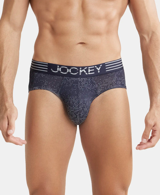 Microfiber Mesh Elastane Printed Performance Brief with StayDry Technology - True Navy MM07