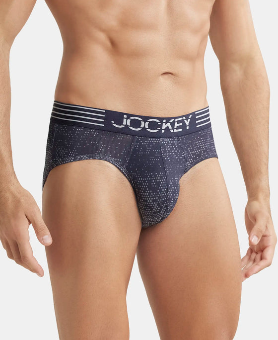 Microfiber Mesh Elastane Printed Performance Brief with StayDry Technology - True Navy MM07