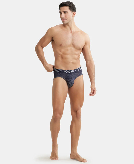 Microfiber Mesh Elastane Printed Performance Brief with StayDry Technology - True Navy MM07