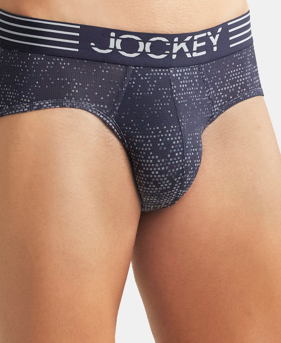 Microfiber Mesh Elastane Printed Performance Brief with StayDry Technology - True Navy MM07