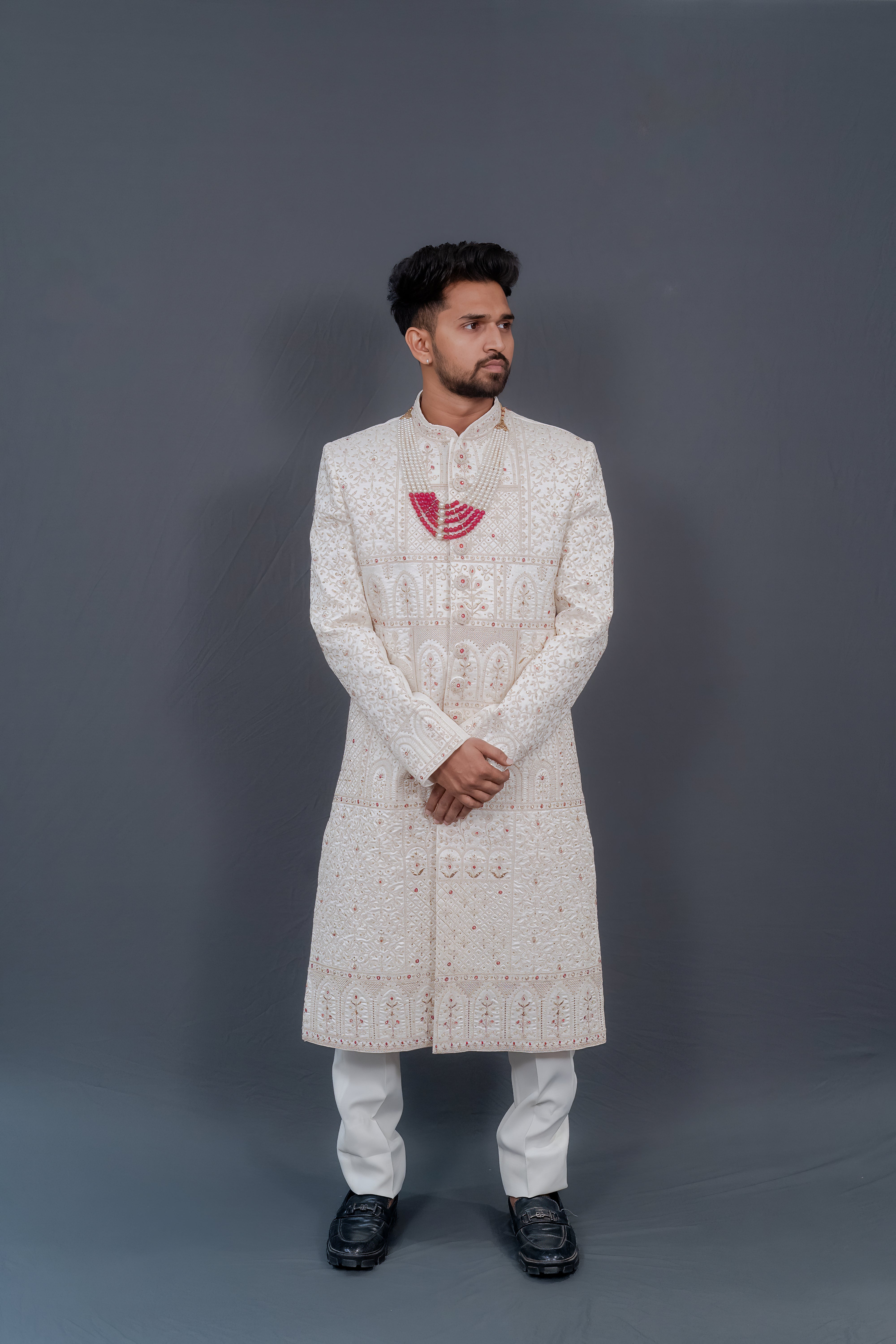 Embroidered Sherwani with Intricate Detailing