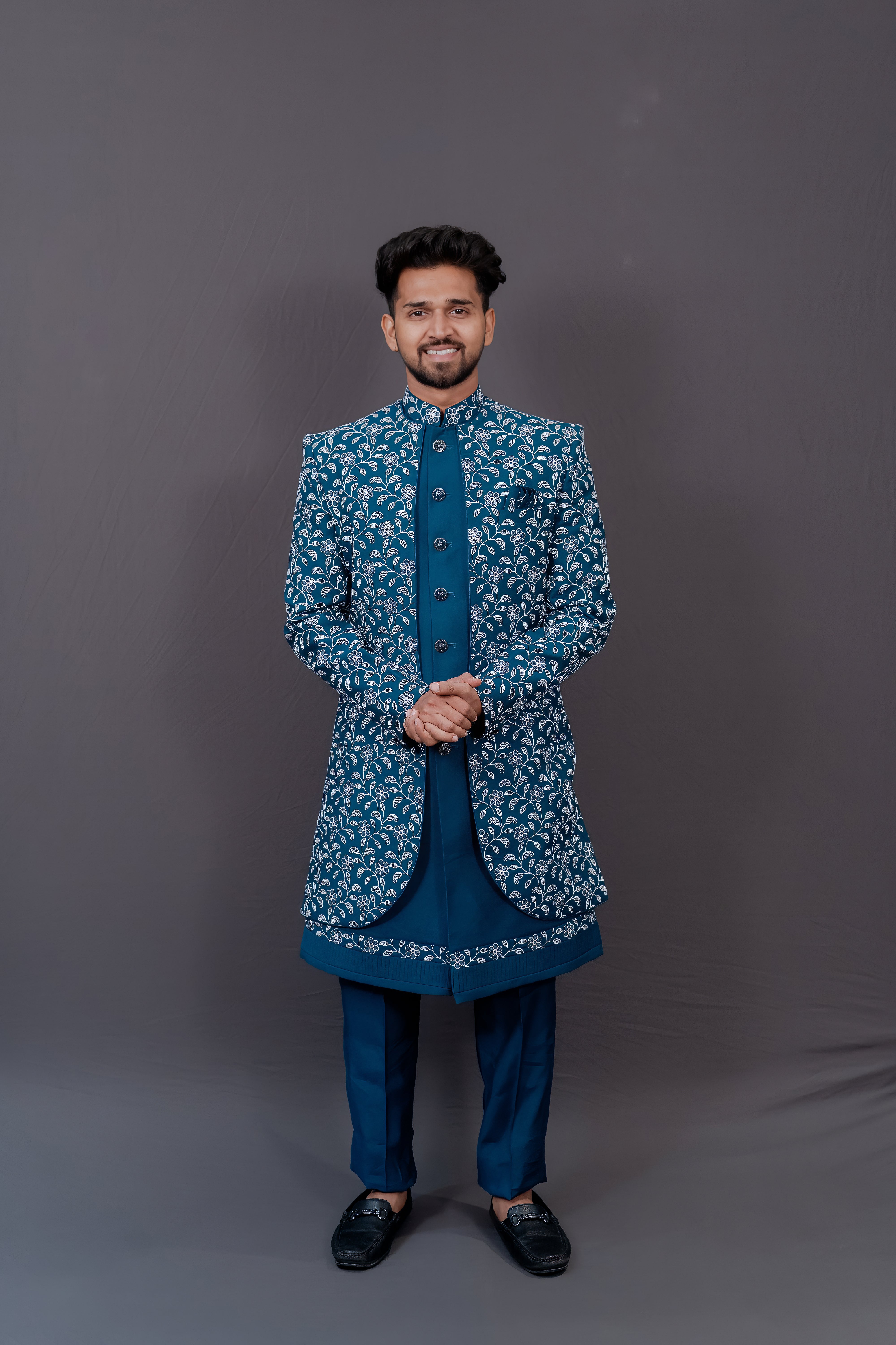 Royal Blue Embroidered Sherwani