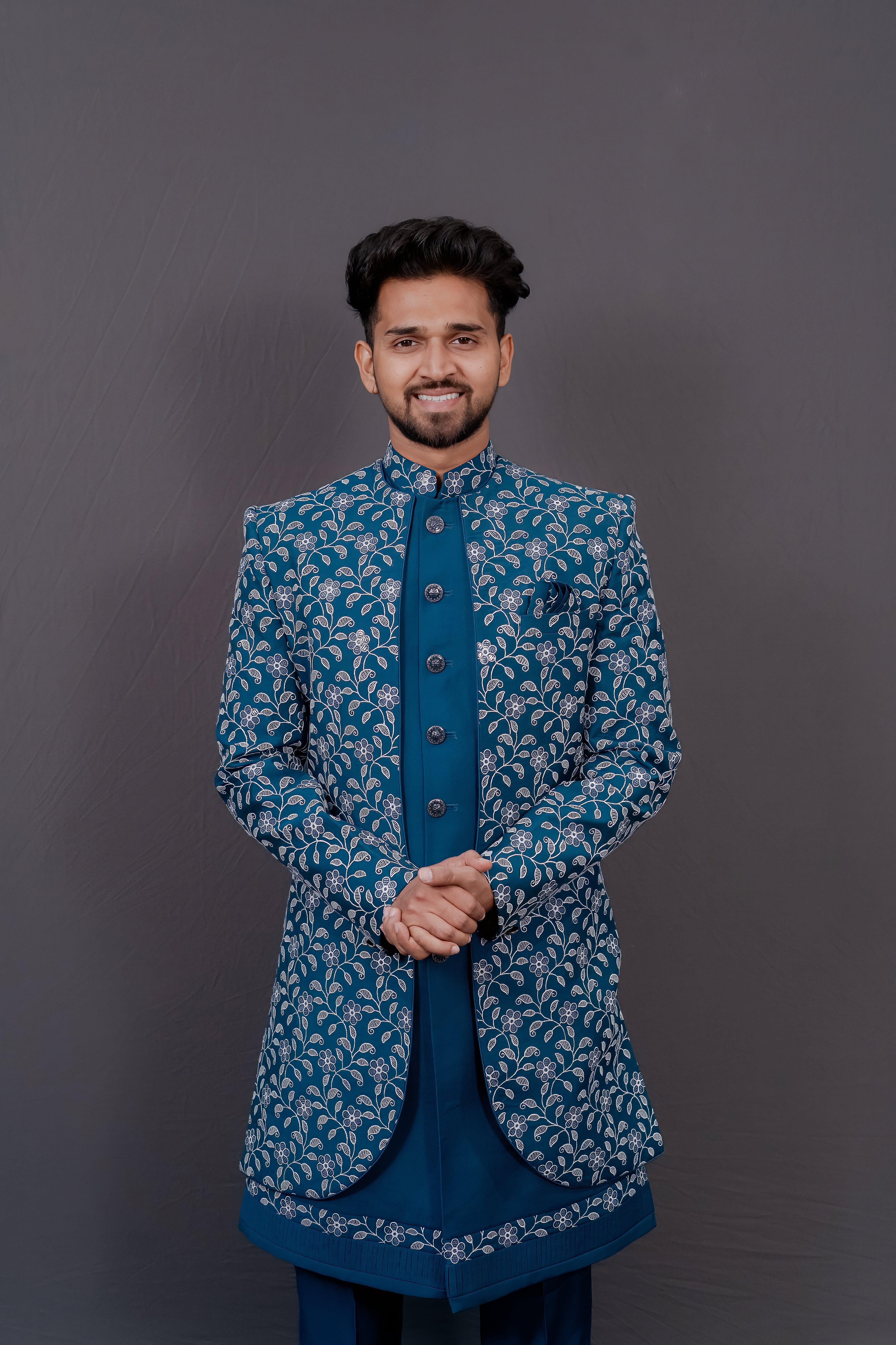 Royal Blue Embroidered Sherwani