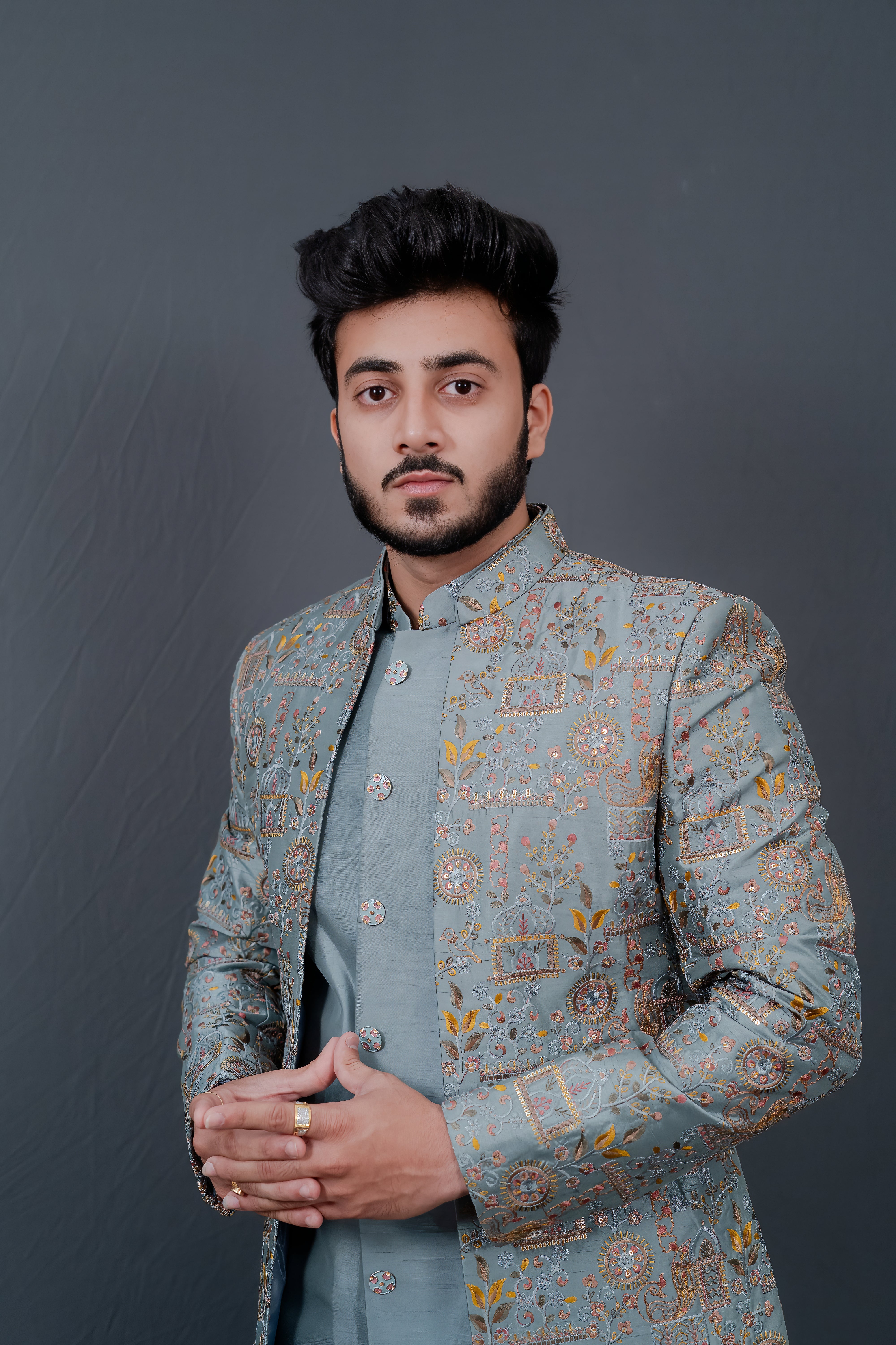 Firozi Mens Indowestern Jacket Set Ensemble