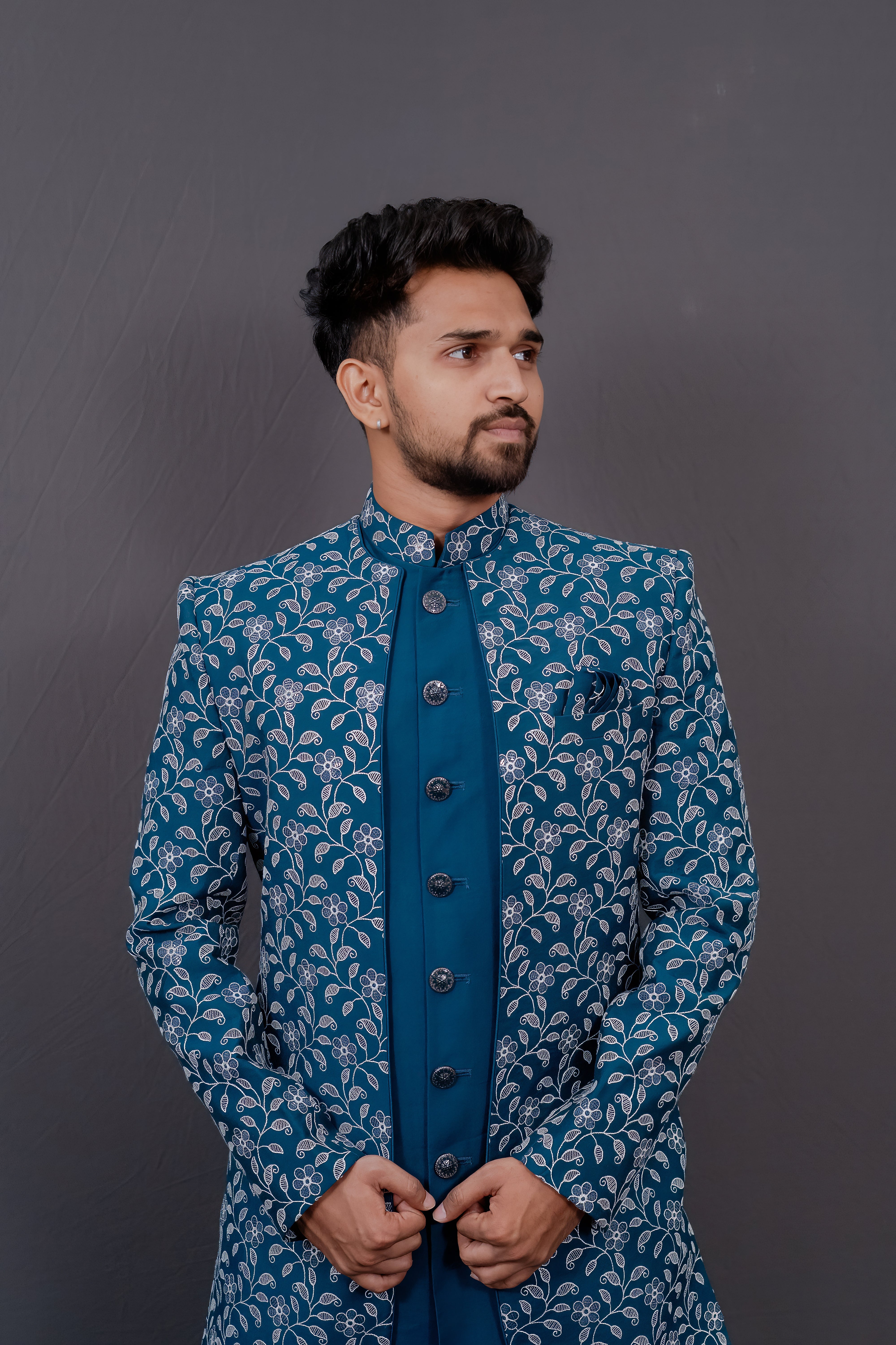 Royal Blue Embroidered Sherwani