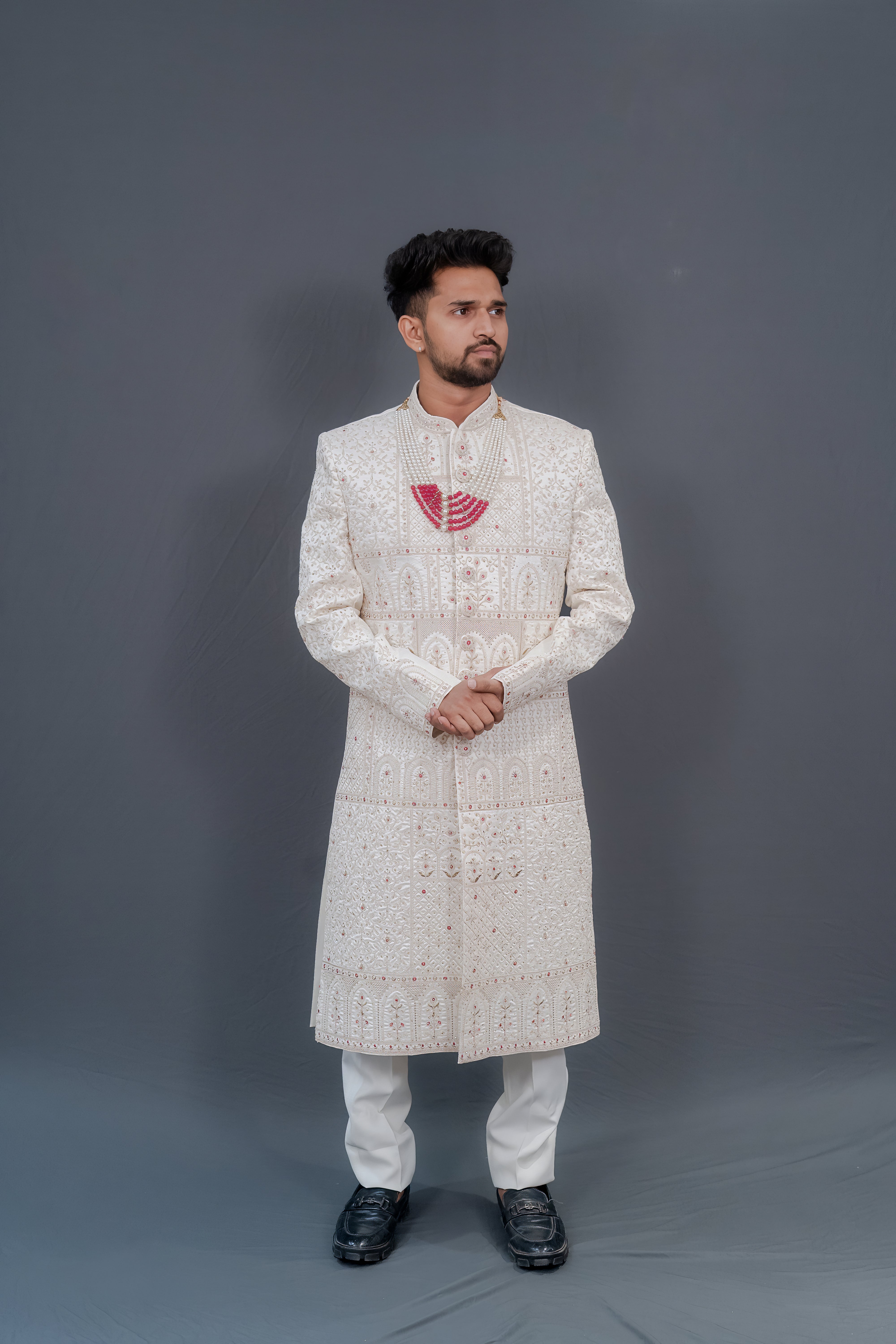 Embroidered Sherwani with Intricate Detailing