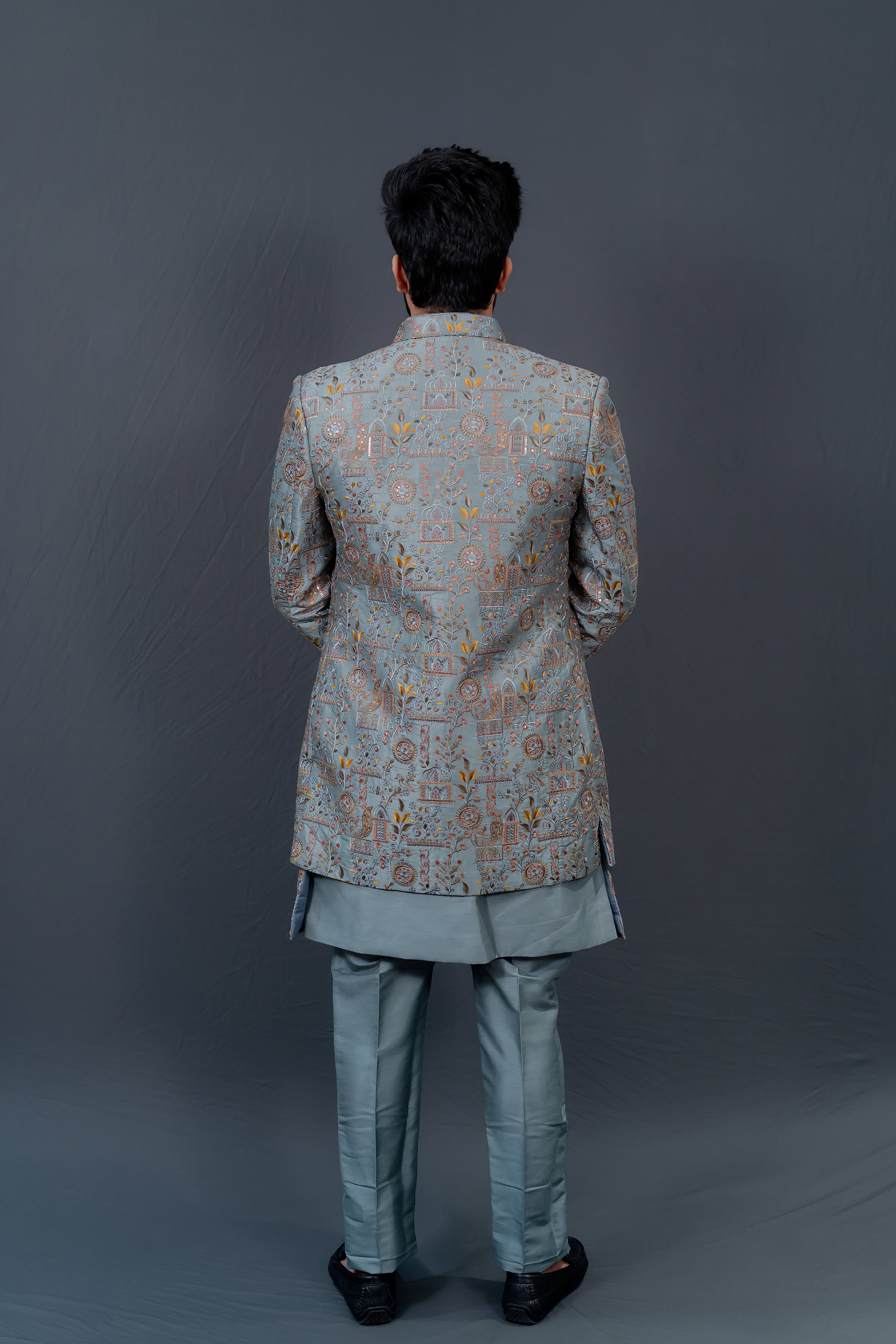 Firozi Mens Indowestern Jacket Set Ensemble