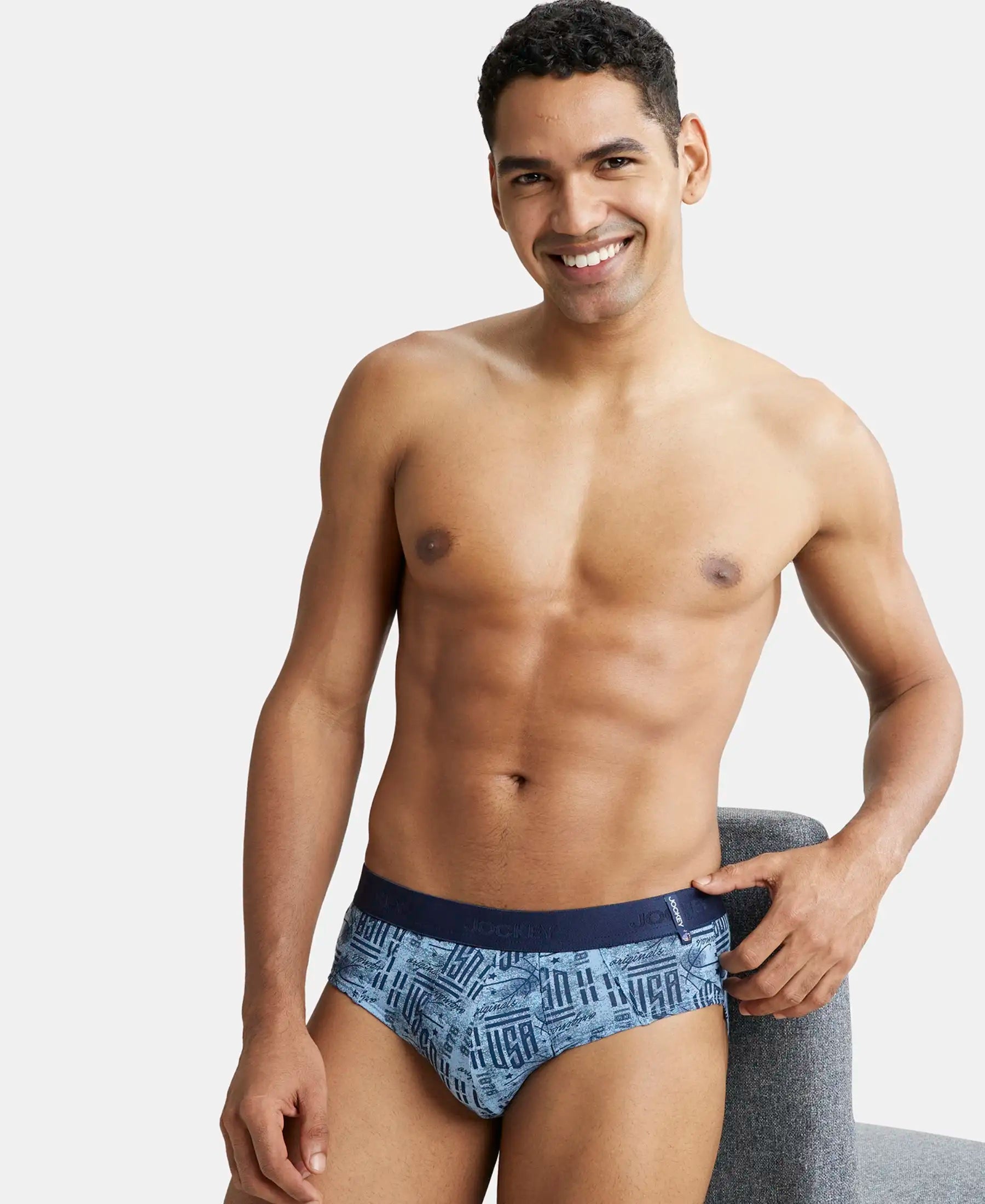 Super Combed Cotton Printed Brief with Ultrasoft Waistband-US52