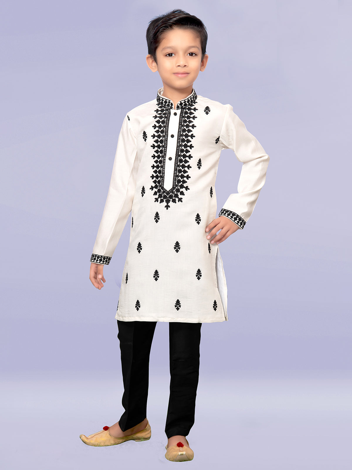 Alluring Beige Silk Kurta Suit For Boys-BB