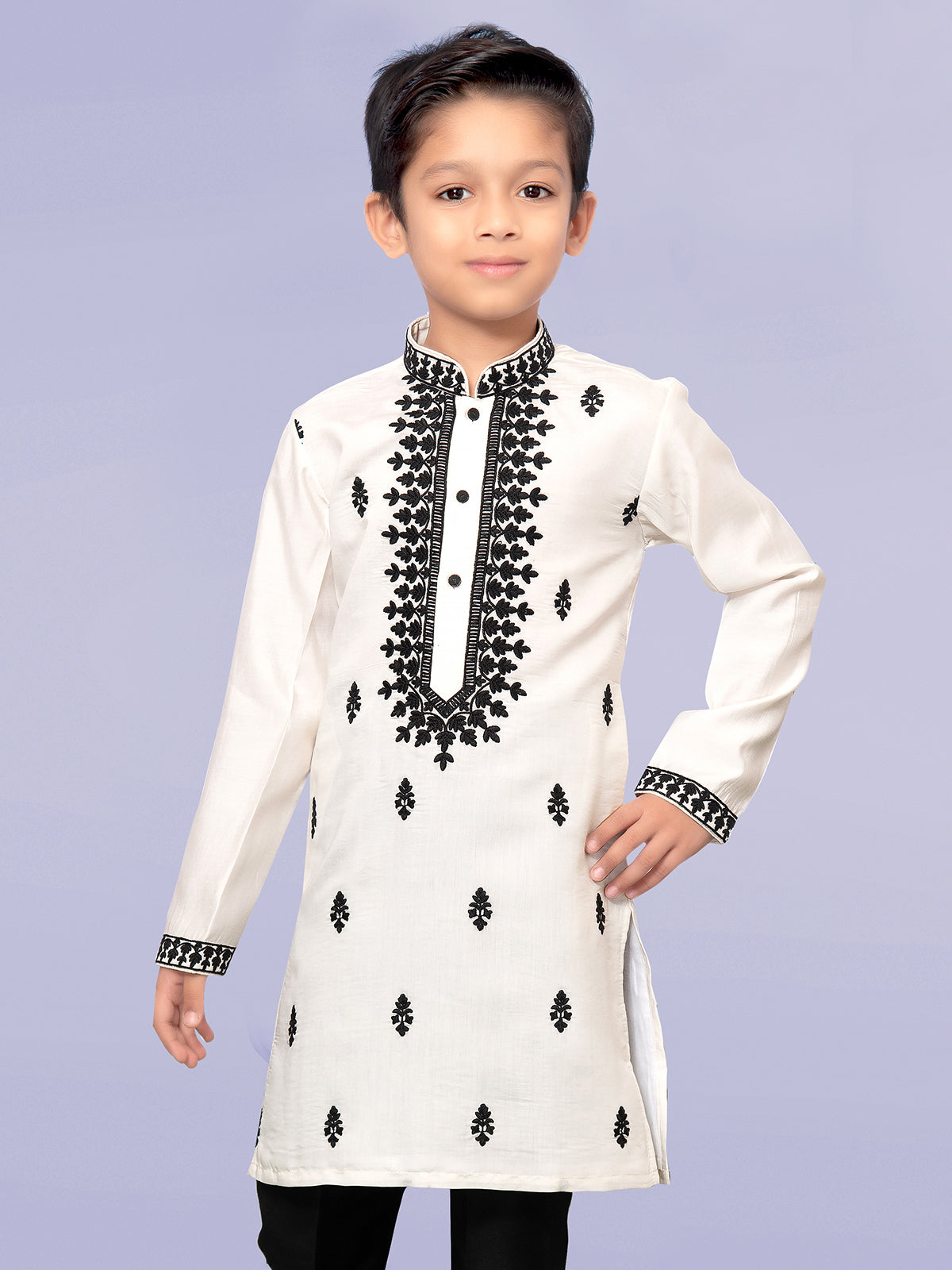 Alluring Beige Silk Kurta Suit For Boys-BB