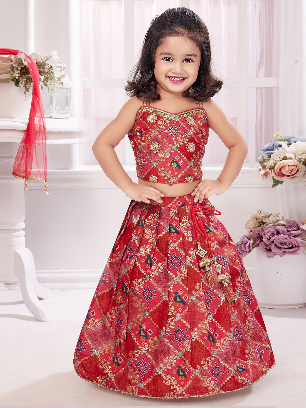 Stunning Red Lehenga Choli In Silk